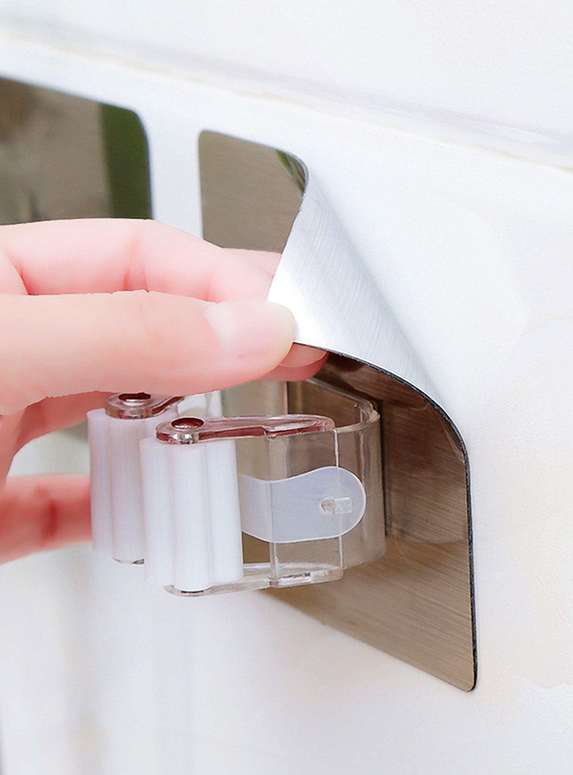 Gancho Porta Escobas Colgador Soporte Blanco con Adhesivo Unidad-2