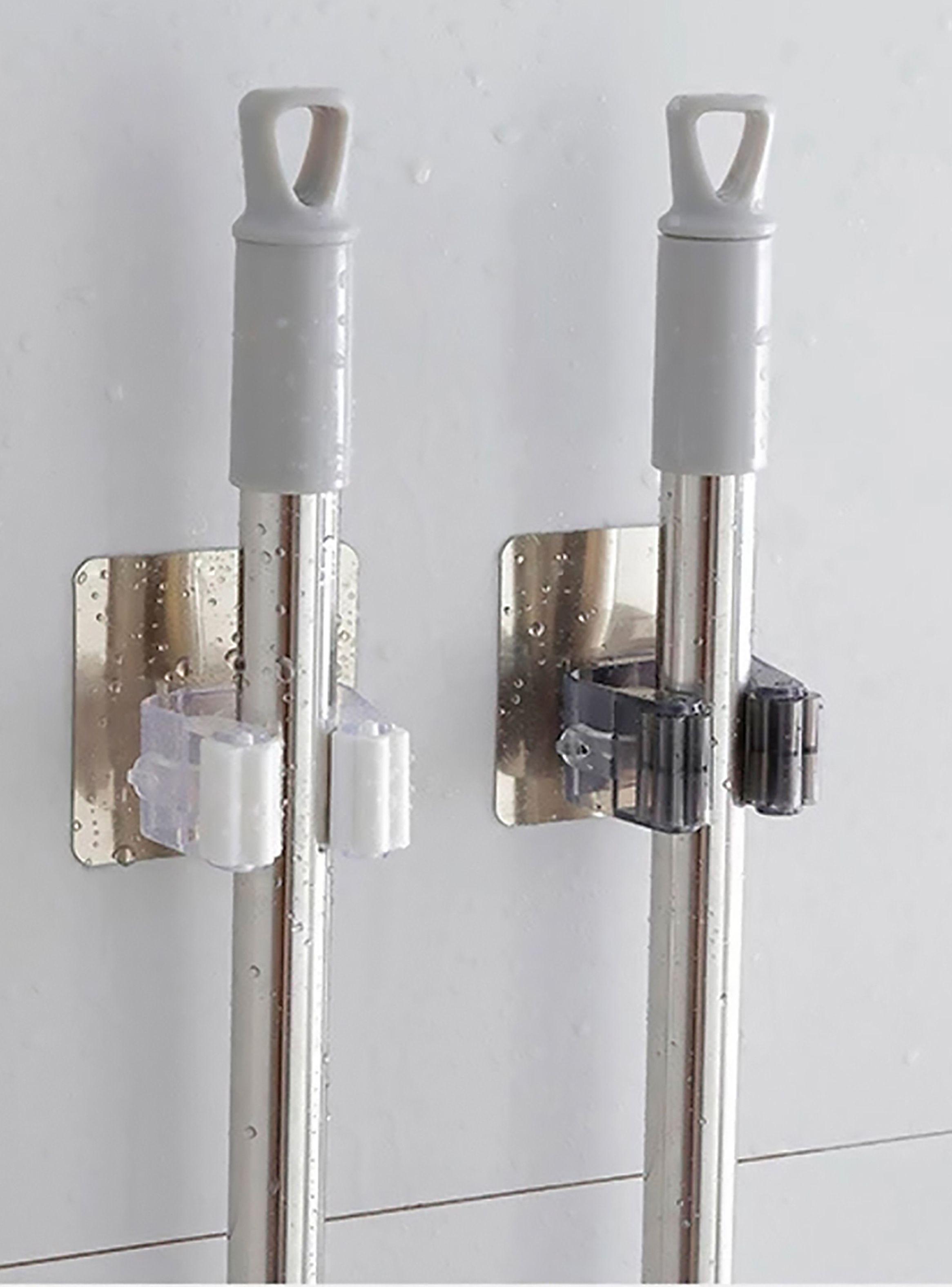 Gancho Porta Escobas Colgador Soporte Blanco con Adhesivo Unidad-3