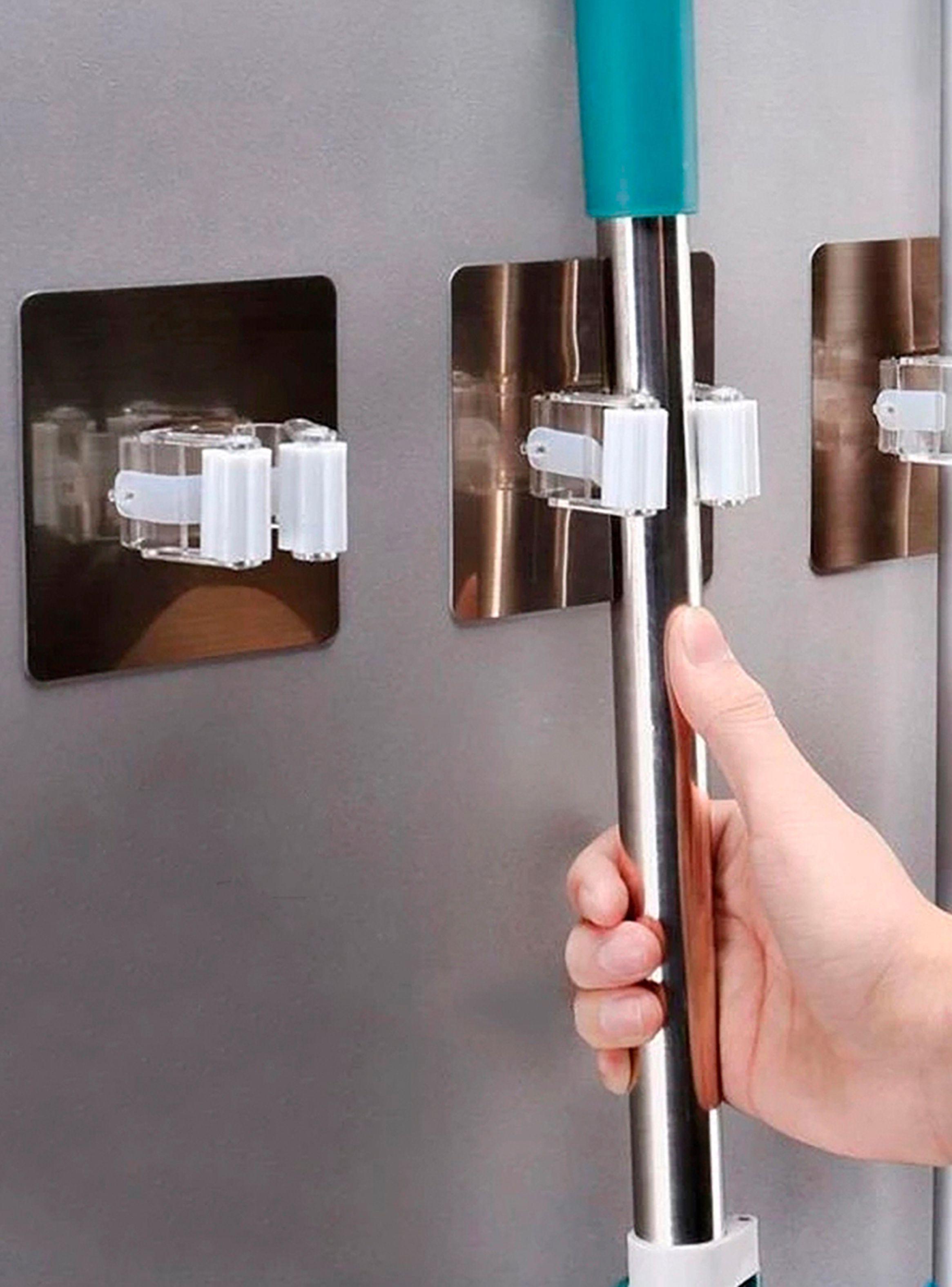 Gancho Porta Escobas Colgador Soporte Blanco con Adhesivo Unidad-5