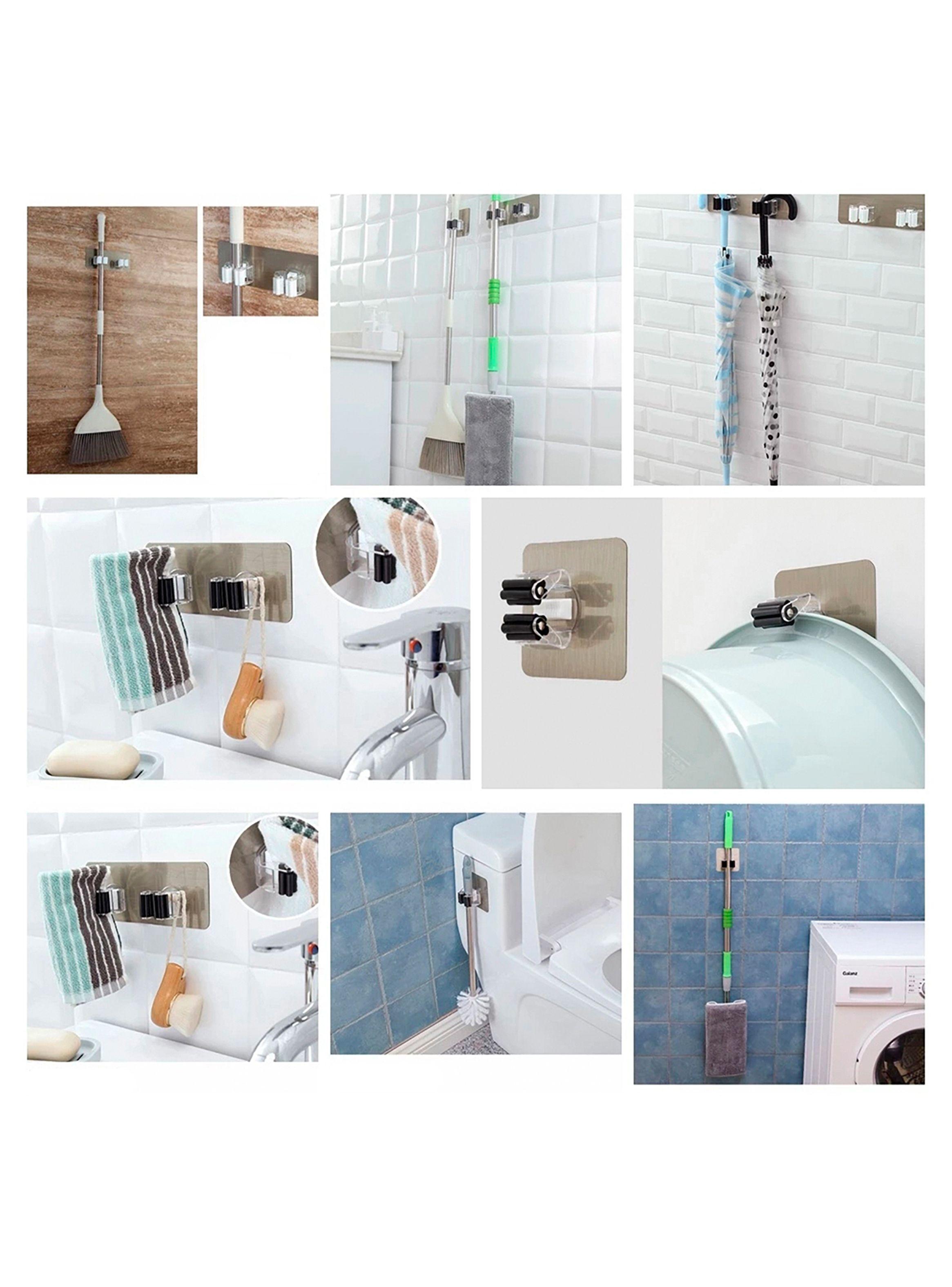 Gancho Porta Escobas Colgador Soporte Blanco con Adhesivo Unidad-6