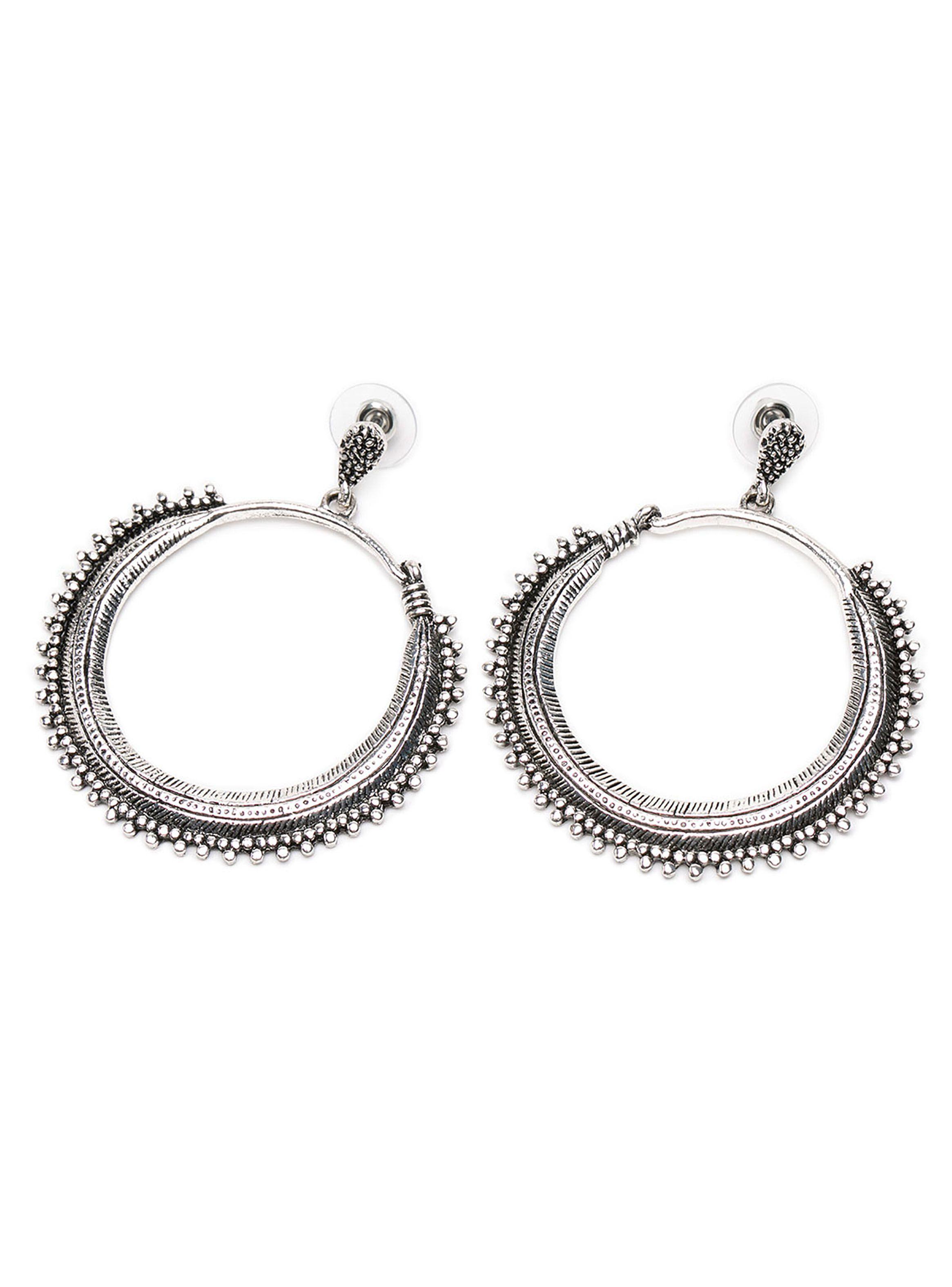 Aros Argolla Mujer Acero Boho Plateados-0