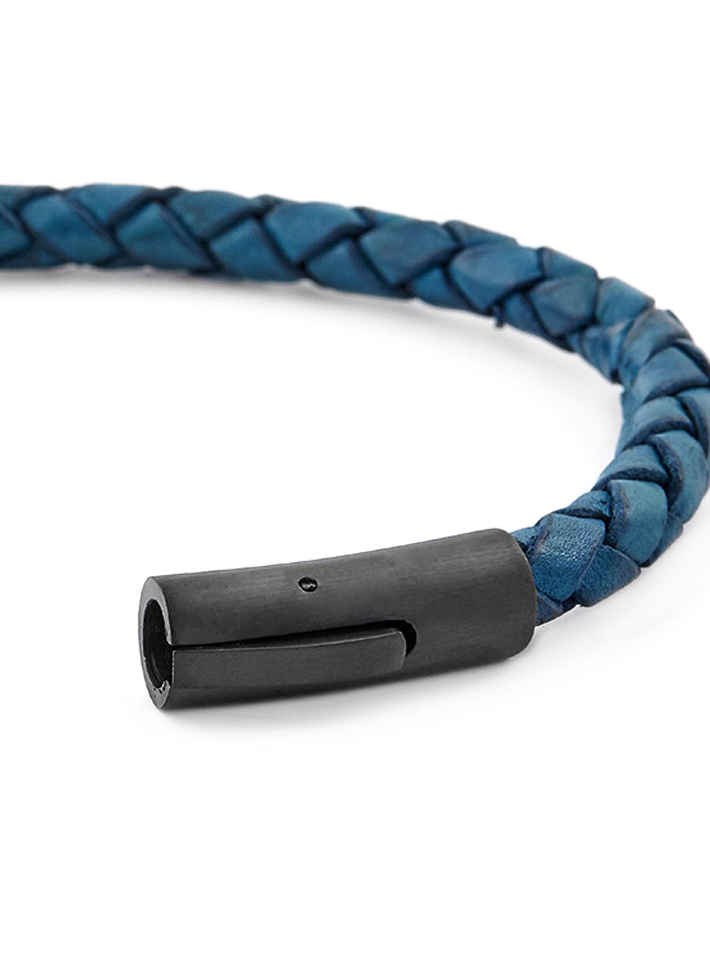 Pulsera Hombre de Cuero Azul con Broche a Presión Acero-5