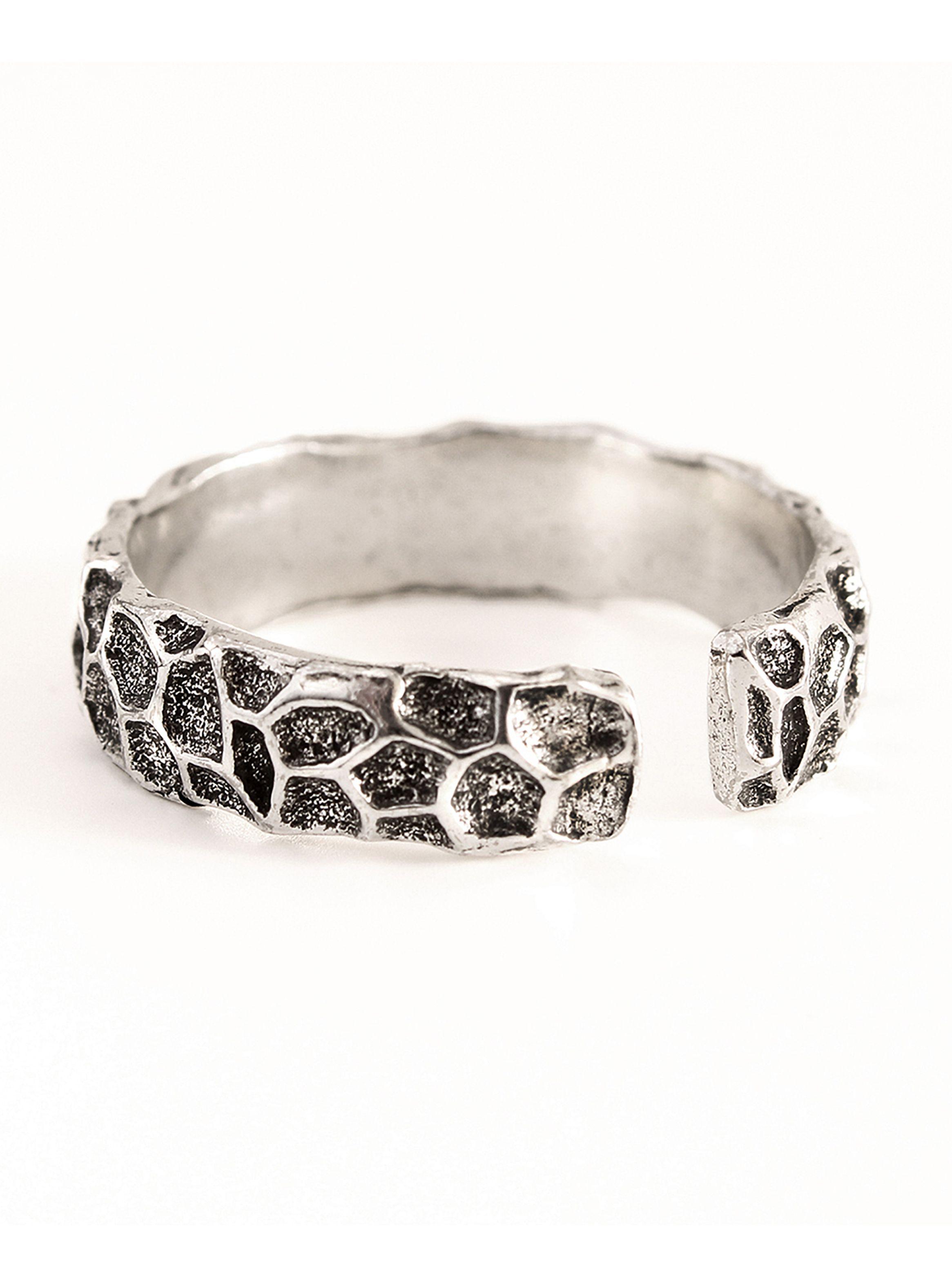 Anillo de Hombre Ajustable con Textura Piedra Negro Envejecido-1