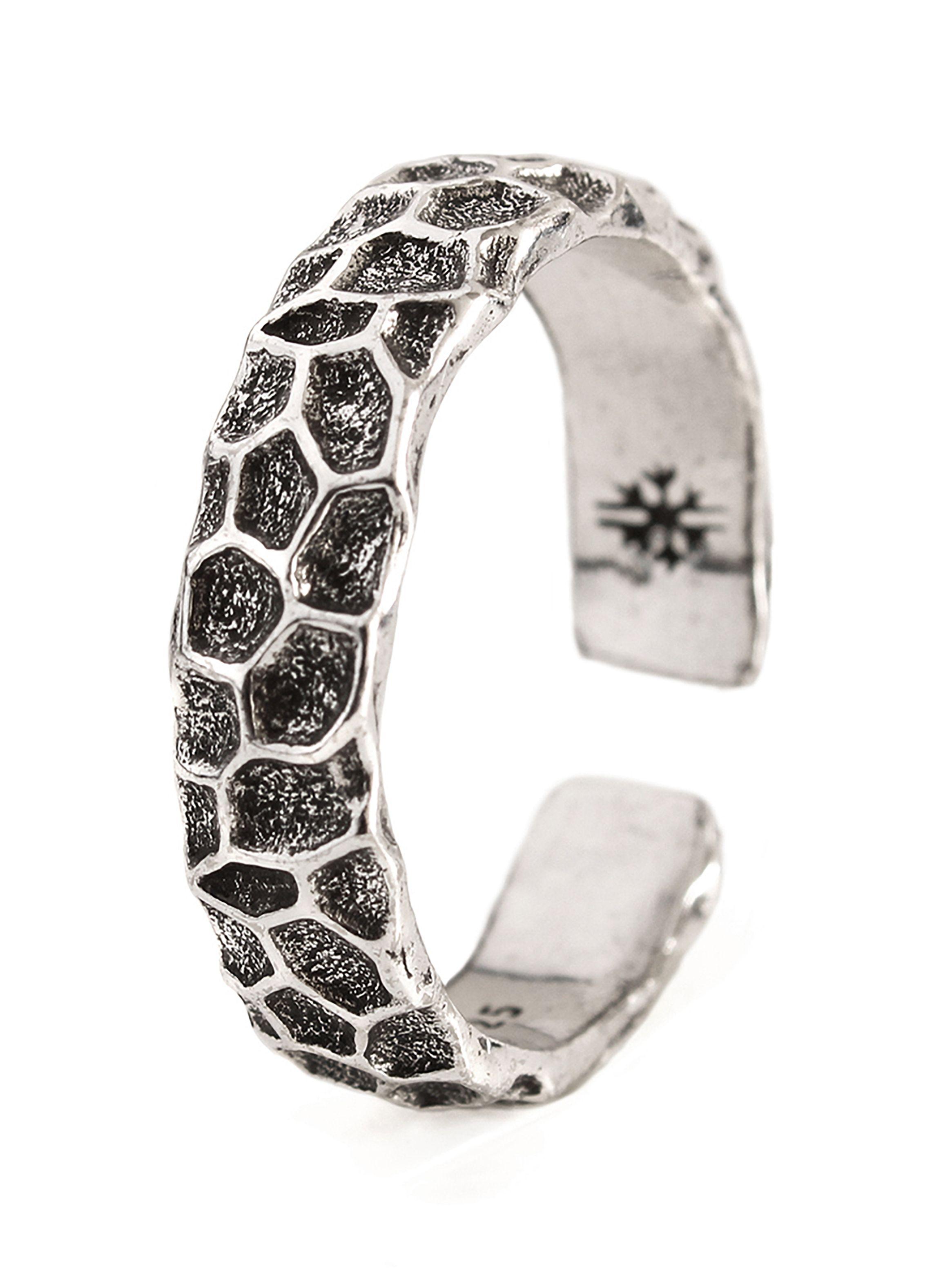 Anillo de Hombre Ajustable con Textura Piedra Negro Envejecido-2