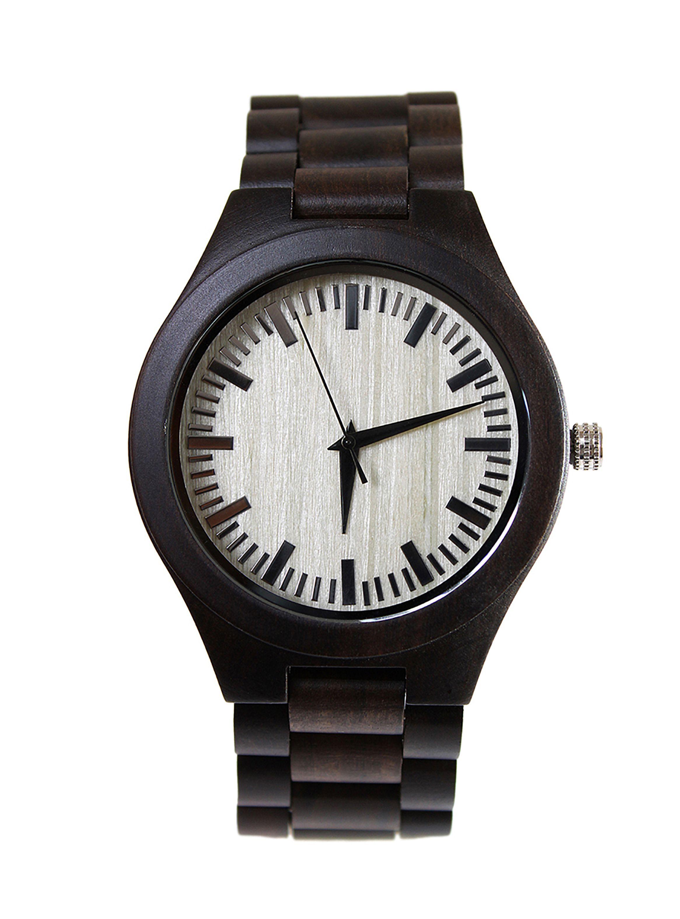 Reloj Hombre Correa de Madera Negro Dial Marcadores-3