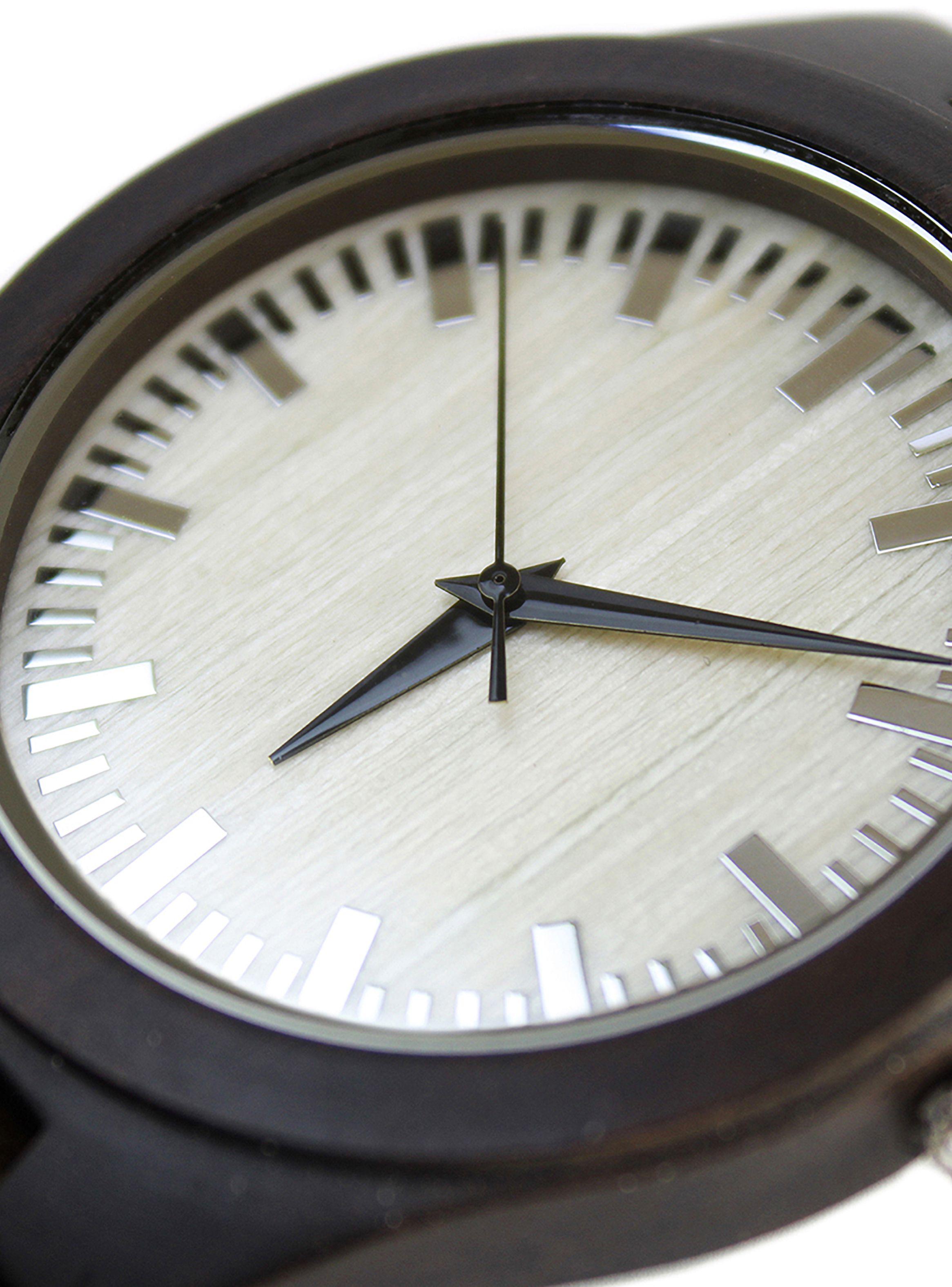 Reloj Hombre Correa de Madera Negro Dial Marcadores-4