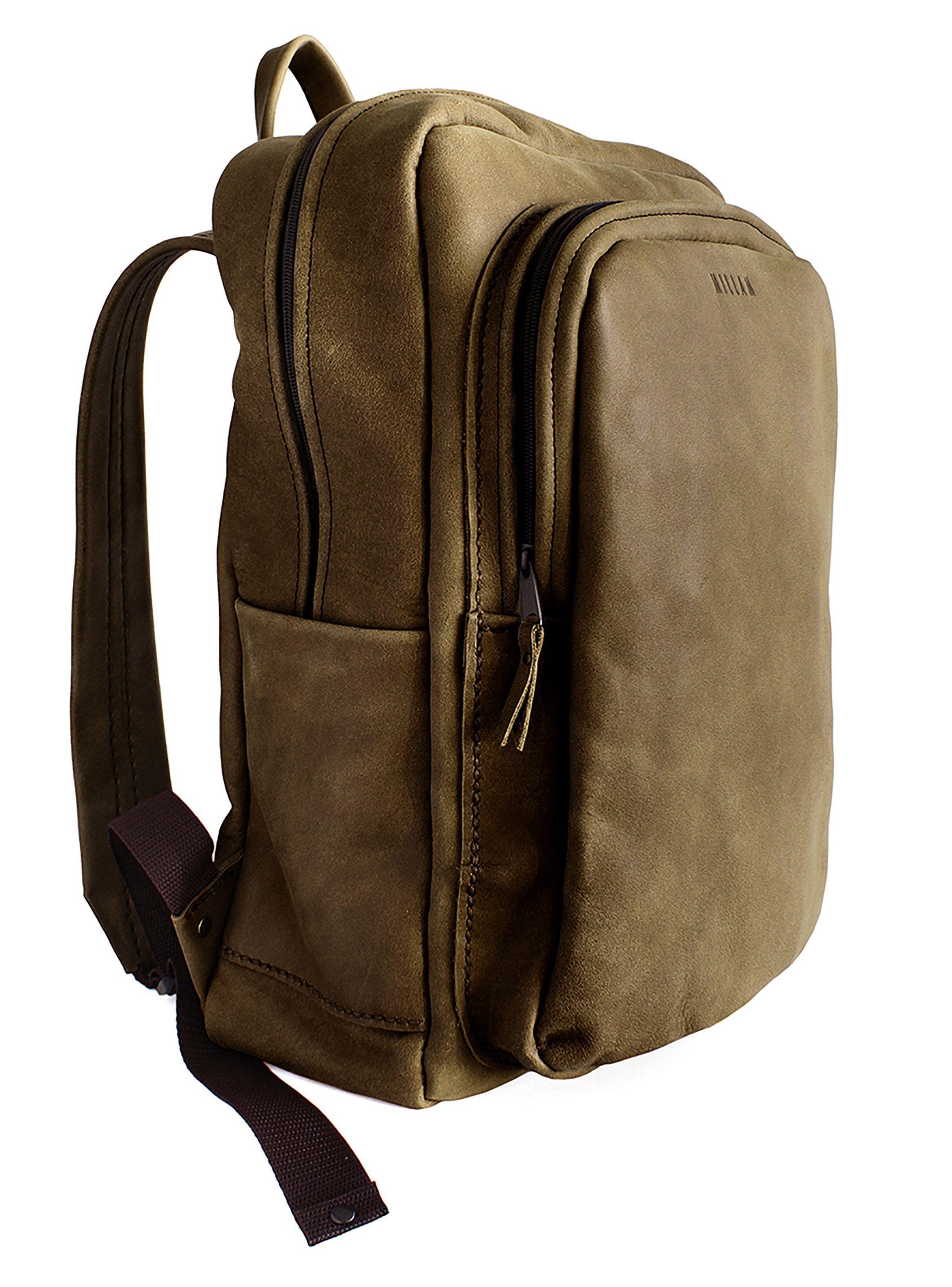 Mochila de Cuero Natural Marrón Unisex Notebook-0