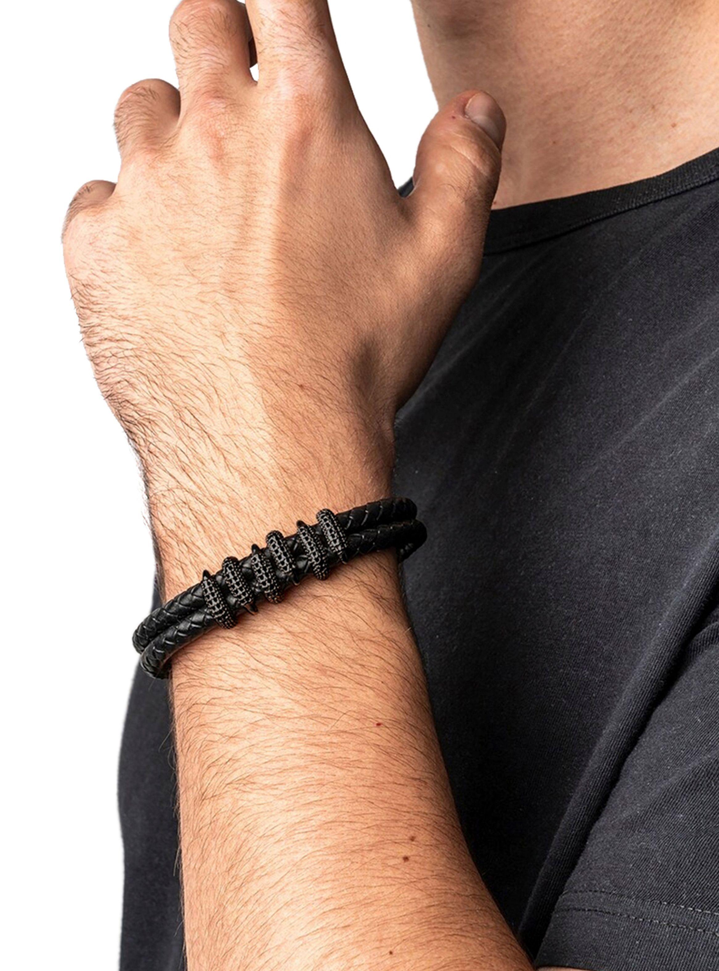 Pulsera de Cuero Negro con Dijes Garras de Dragón Pequeña-4