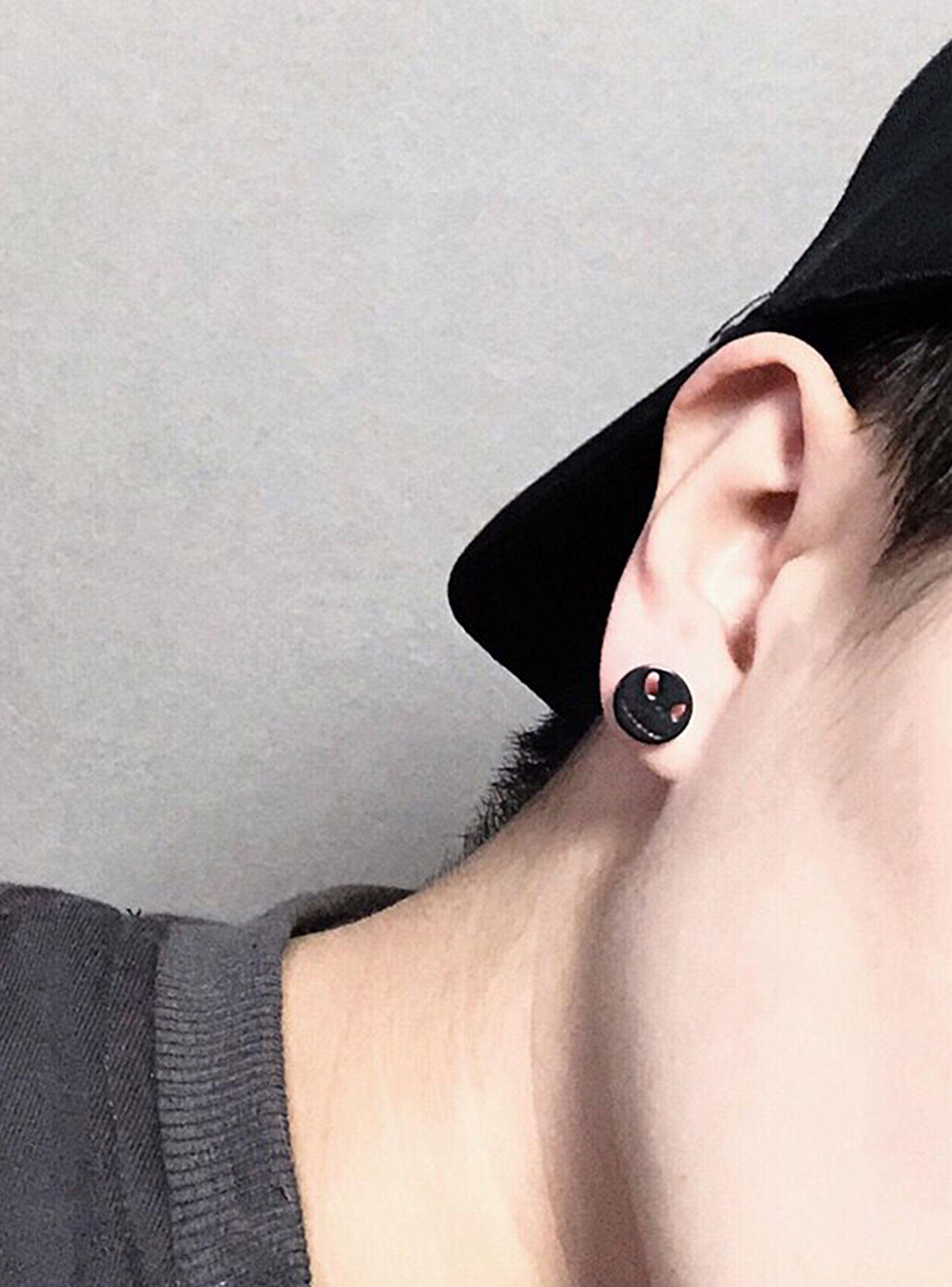 Aros de Acero Unisex Aretes Oreja Diseño Jack Skellington Negro-4