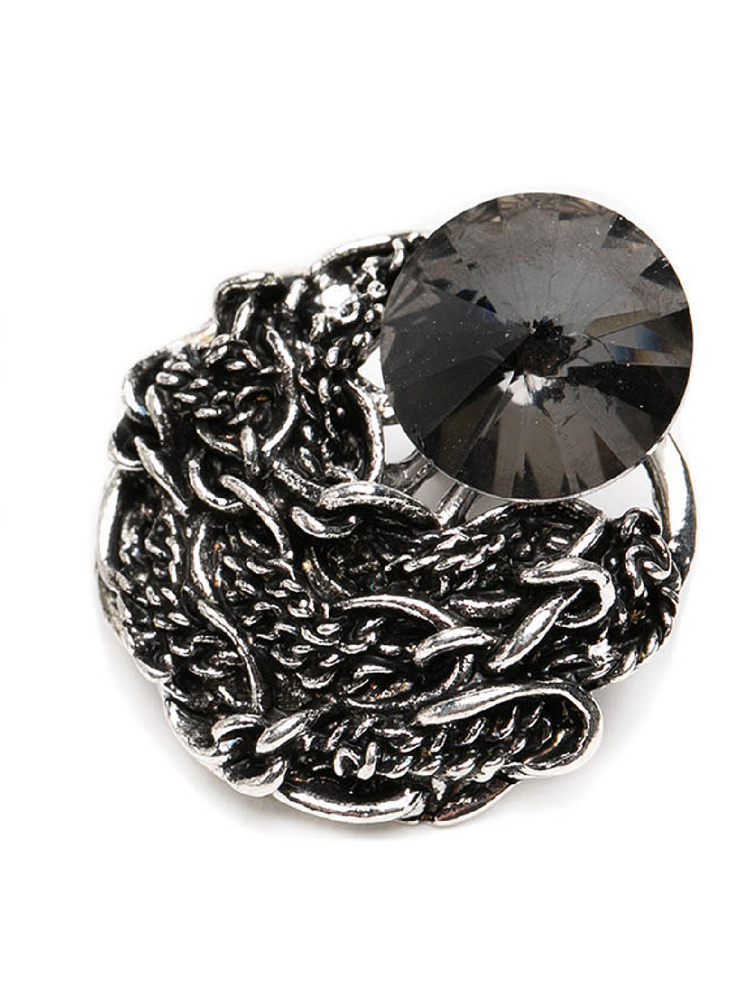 Aros Mujer Cadenas Plateado Piedra Negra-3