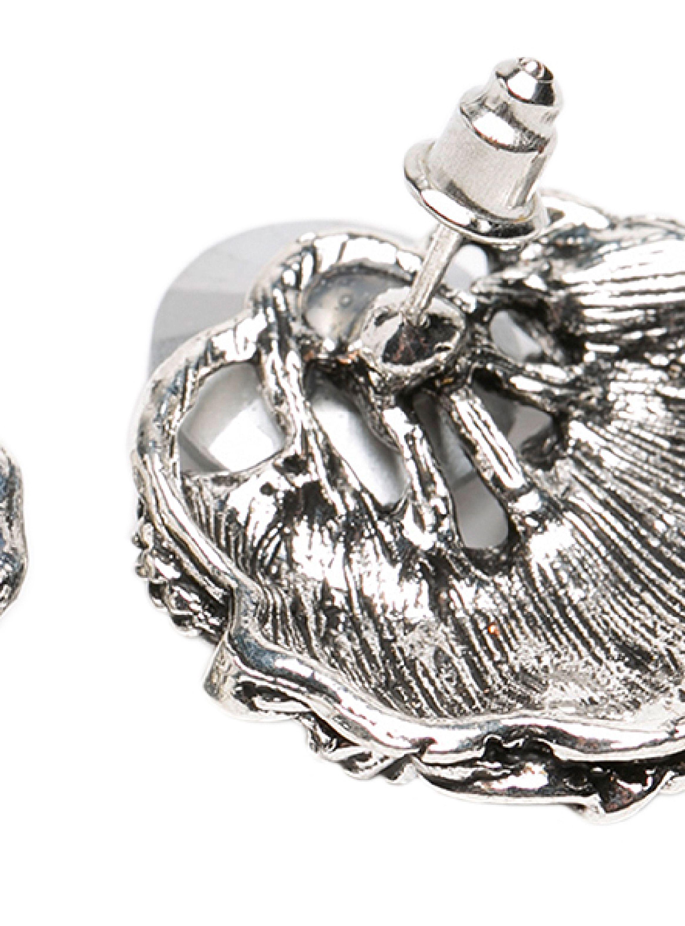 Aros Mujer Cadenas Plateado Piedra Negra-4