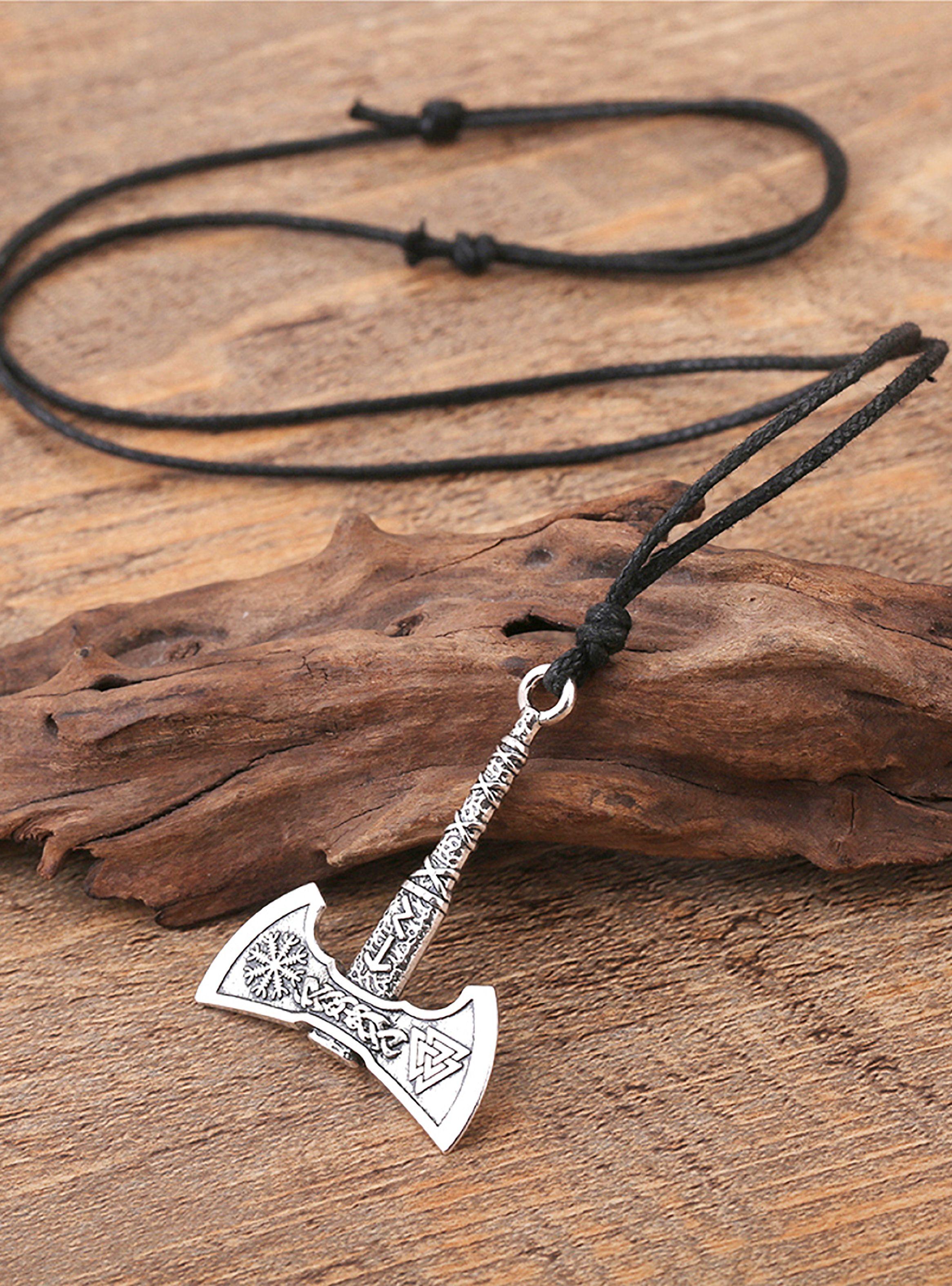 Collar de Hacha Vikinga Color Plata-2