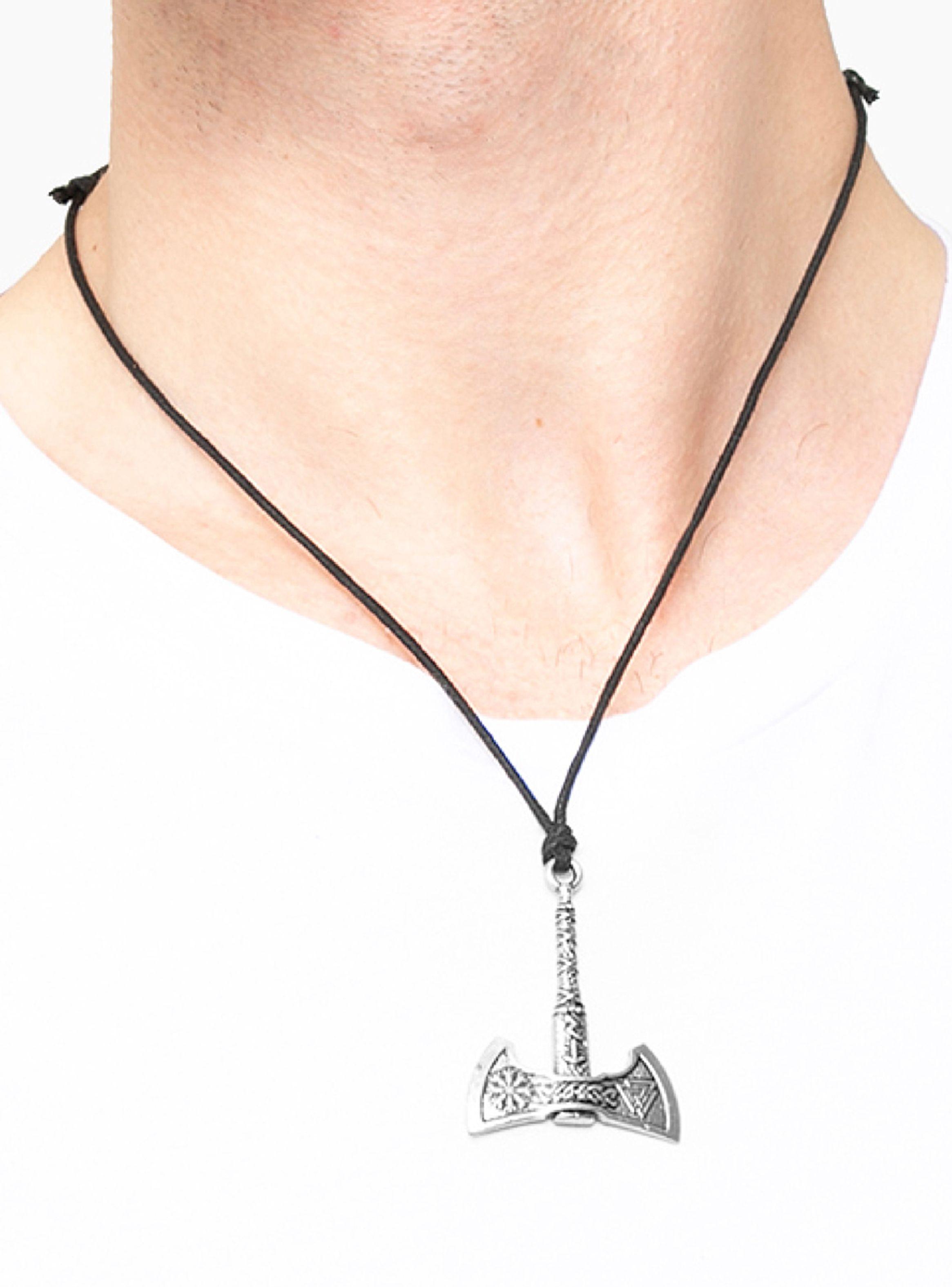 Collar de Hacha Vikinga Color Plata-3