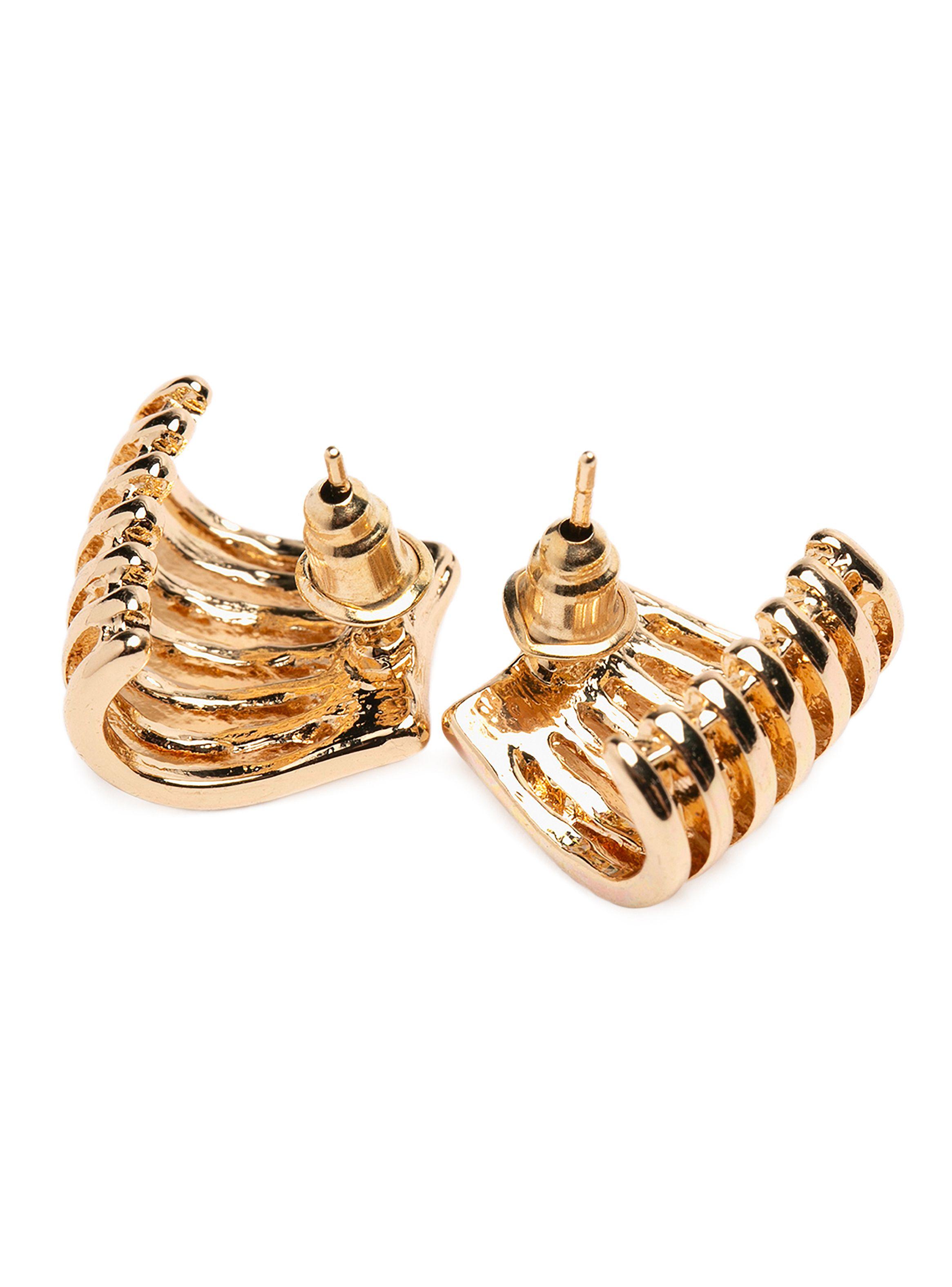 Aros Mujer Dorados Arcos Argollas Par-1