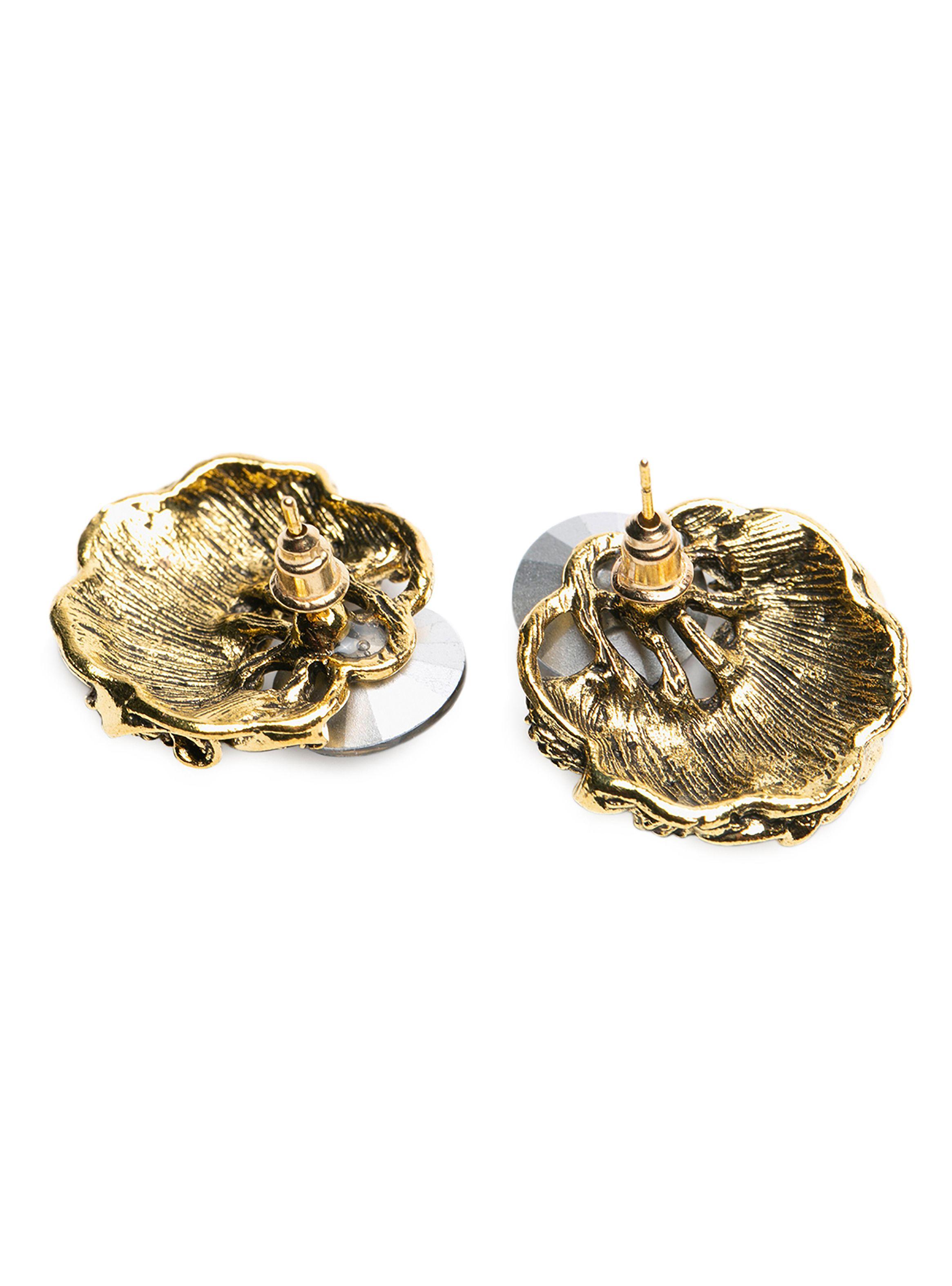 Aros Mujer Cadenas Dorados Piedra Negra-1