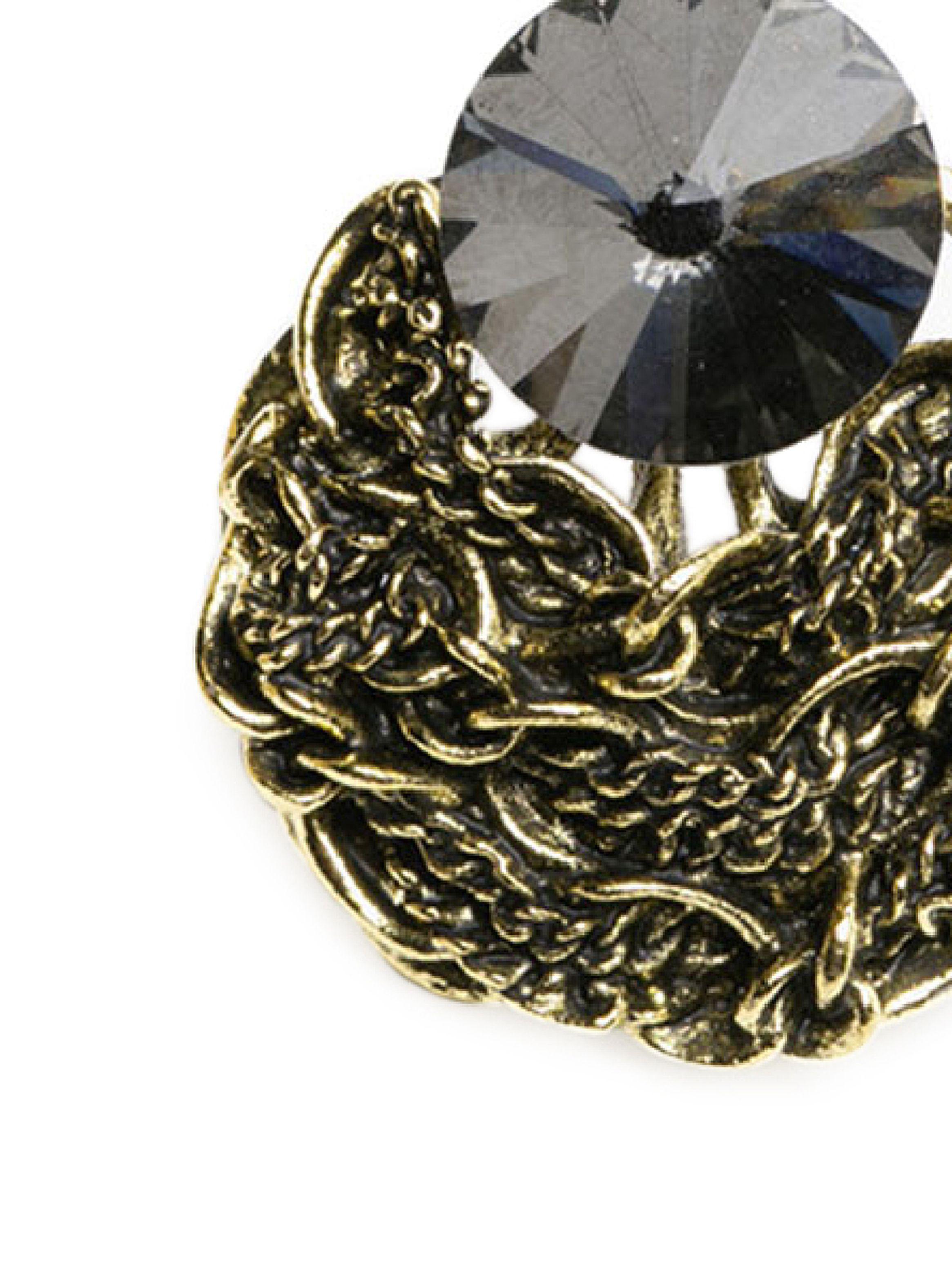 Aros Mujer Cadenas Dorados Piedra Negra-3