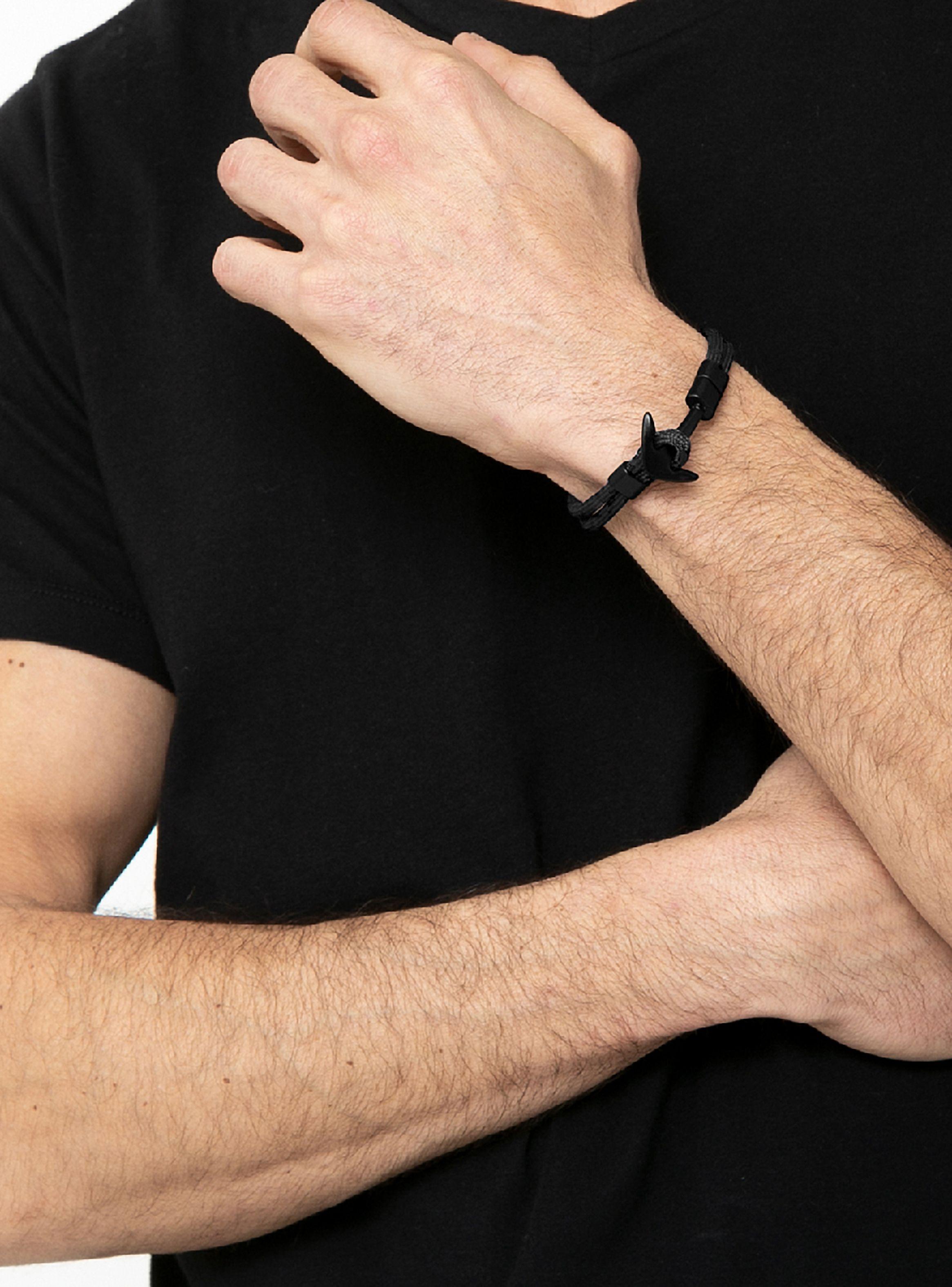 Pulsera Ancla Nautica Cuerda Negra Hombre-3
