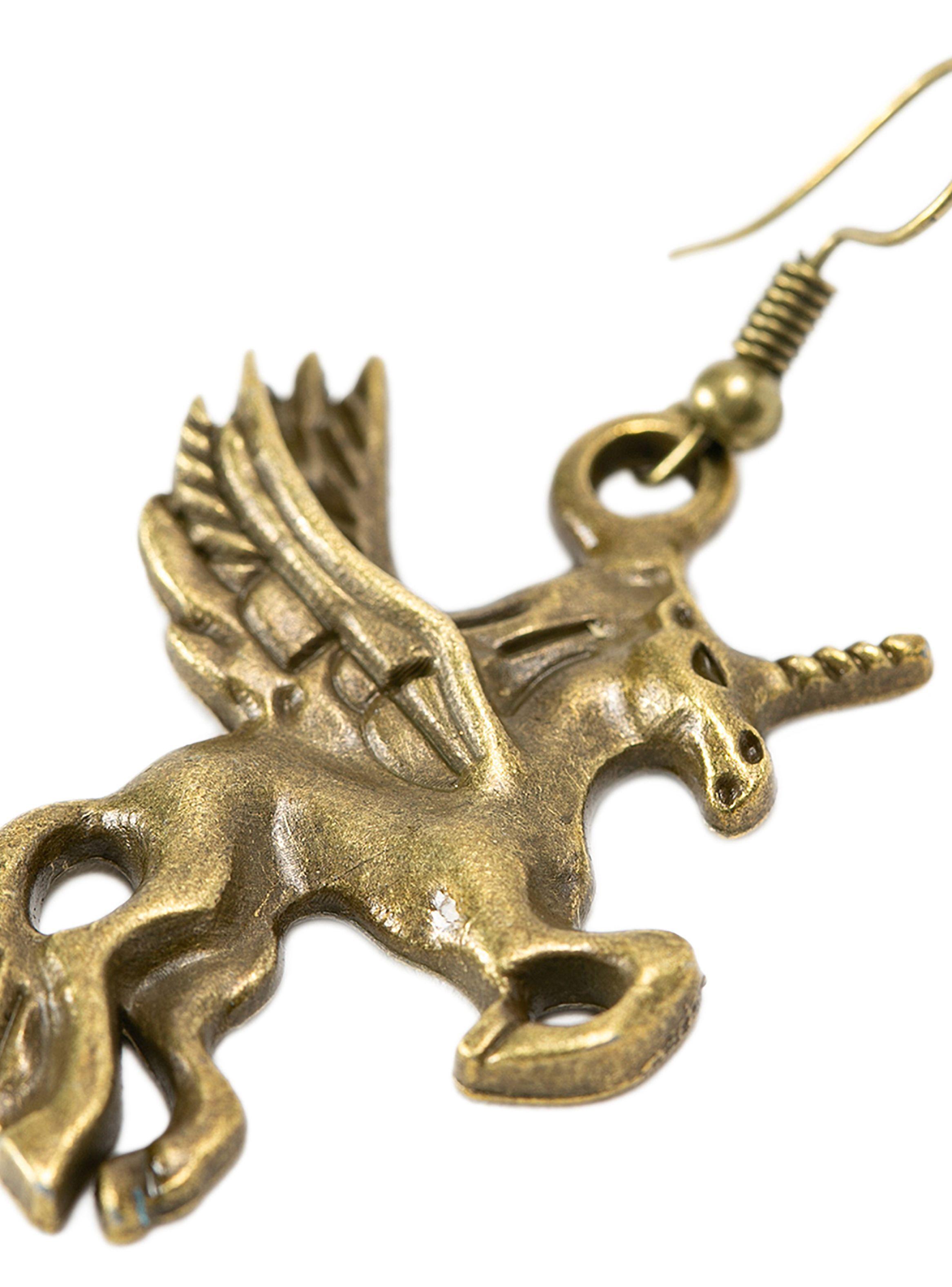 Aretes Mujer Elegante Unicornio Envejecido Bronce-1