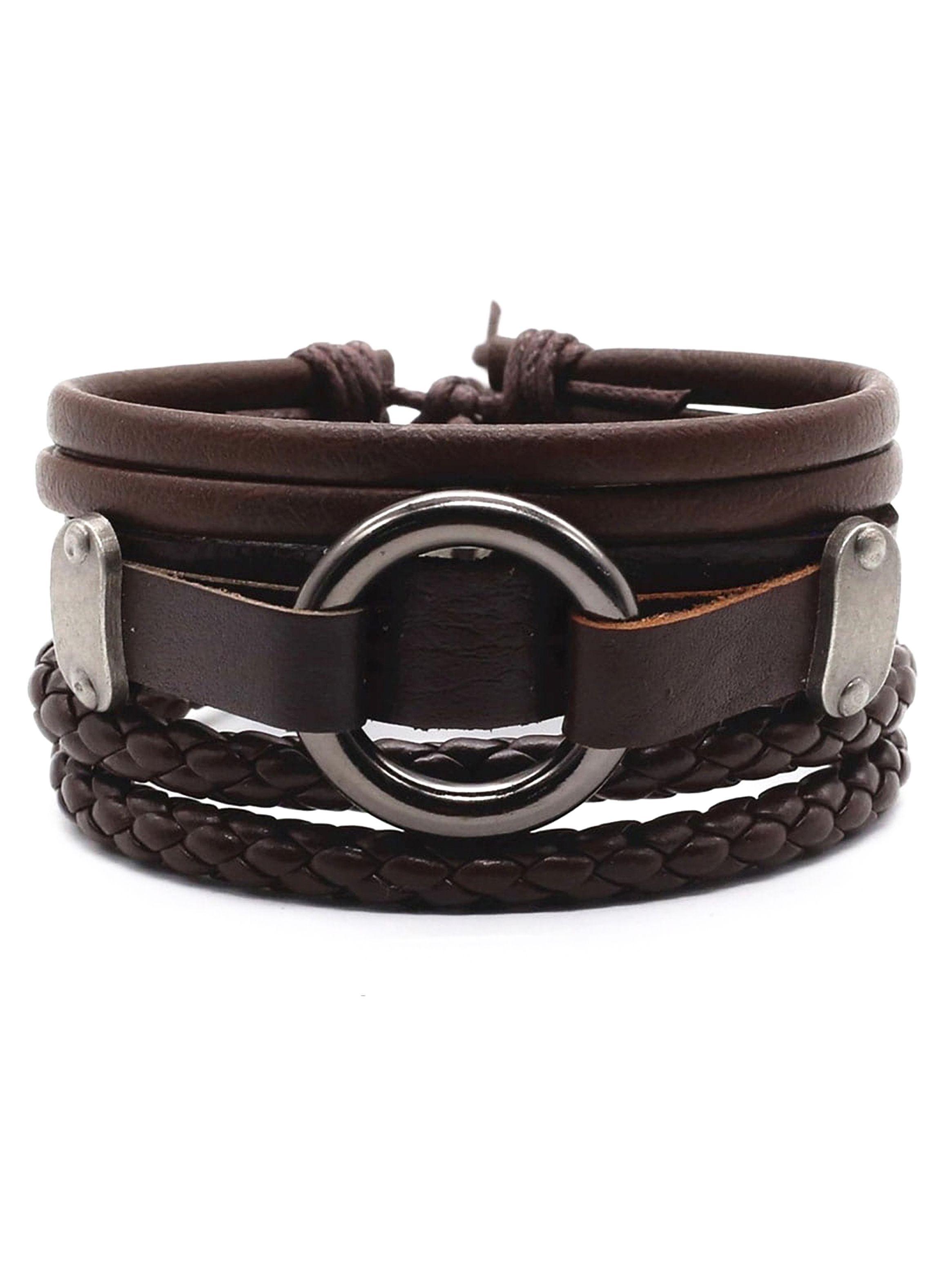 Pack Pulseras Combinables  Brazalete Aro Cuero-0