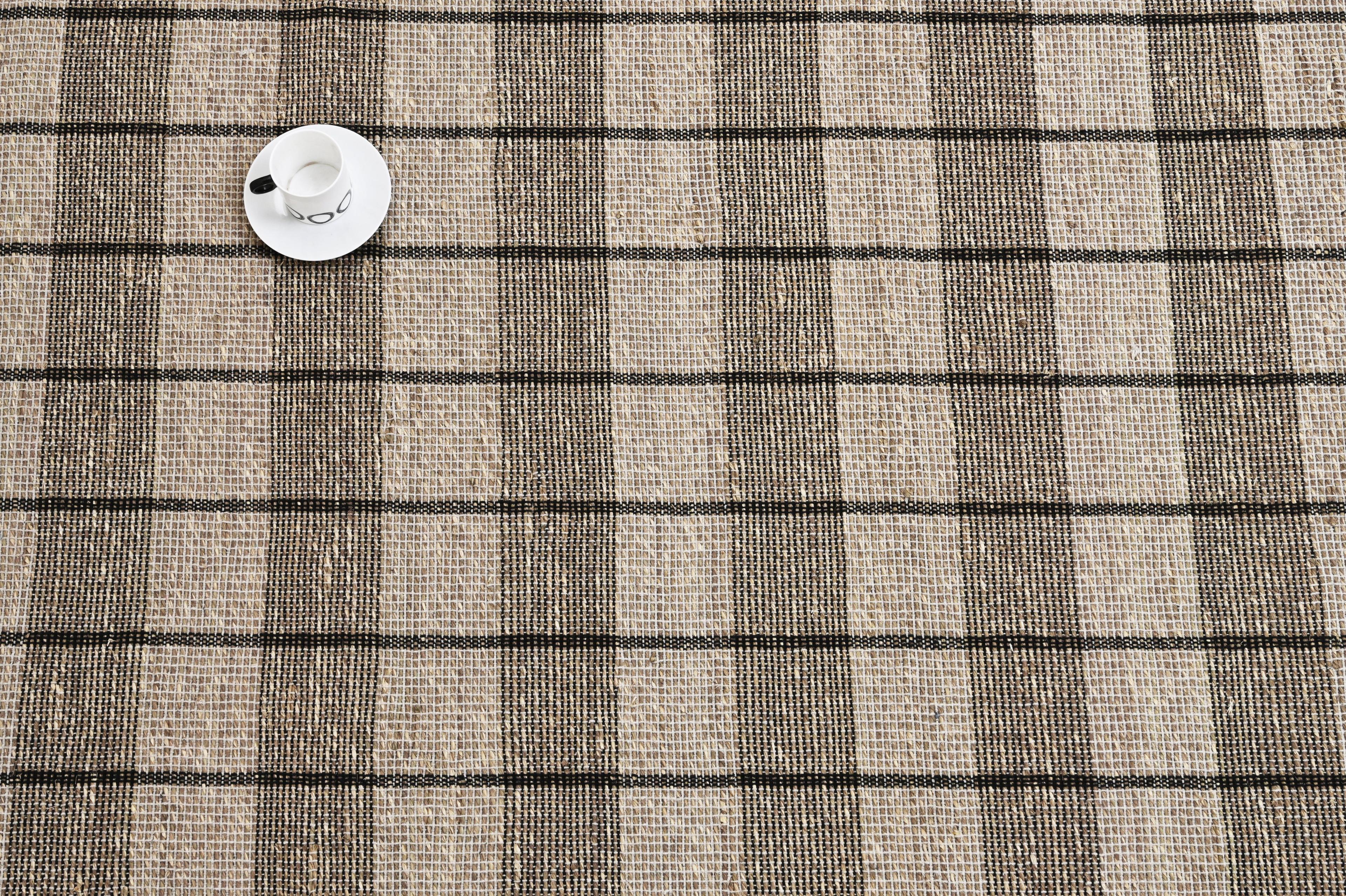 Alfombra Deco Yute Seagrass Cubos c/ Natural/Negro Moderno Natural1,2x1,8 mts-1