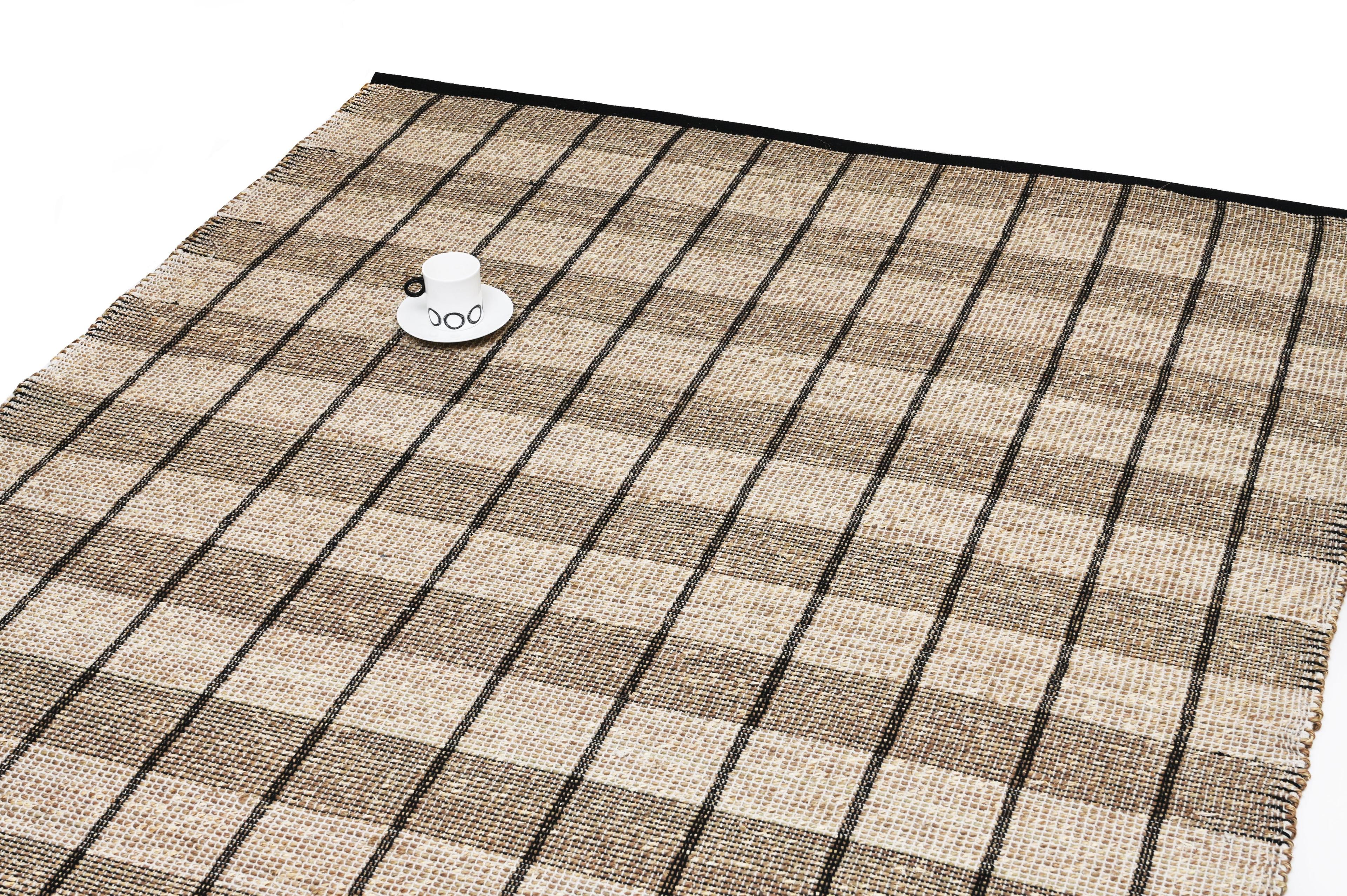 Alfombra Deco Yute Seagrass Cubos c/ Natural/Negro Moderno Natural1,2x1,8 mts-2