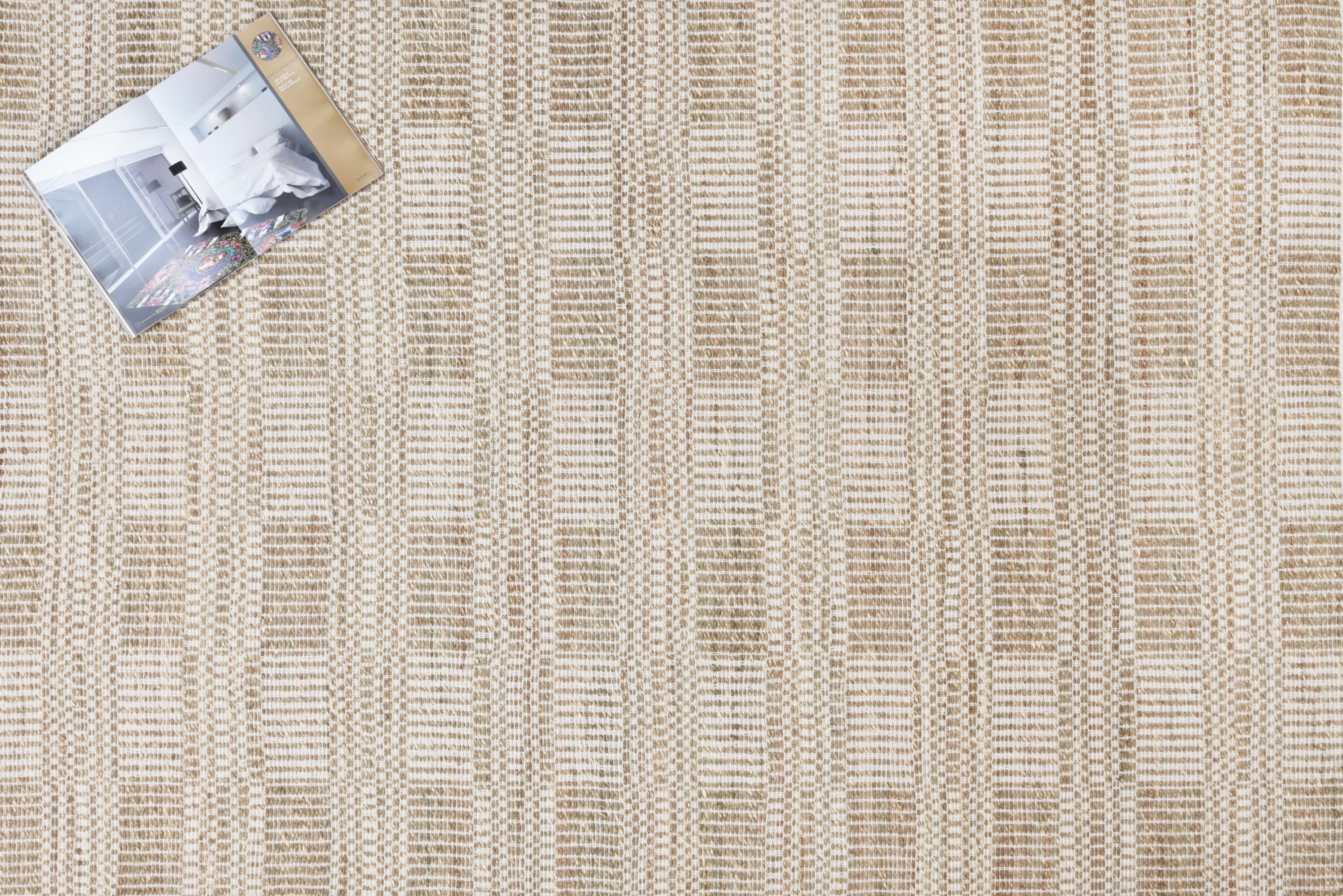 Alfombra Deco Yute Seagrass Natural lineas blancas Moderno Natural1,8x2,7 mts-0