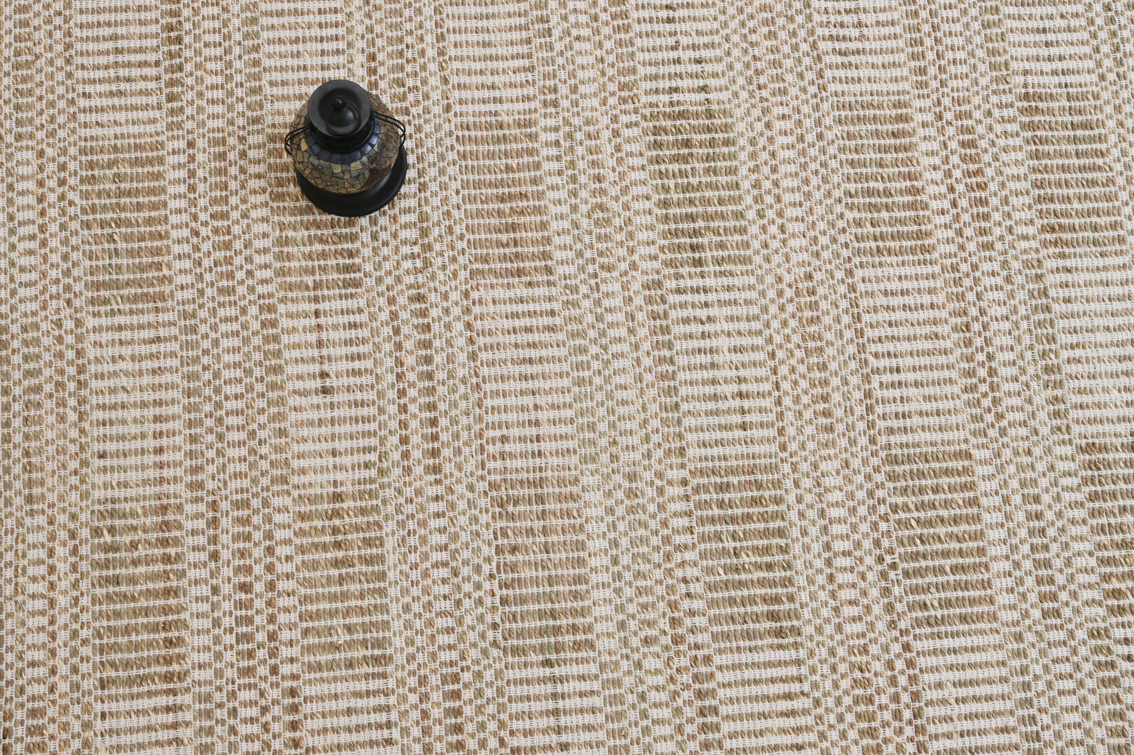 Alfombra Deco Yute Seagrass Natural lineas blancas Moderno Natural1,8x2,7 mts-2