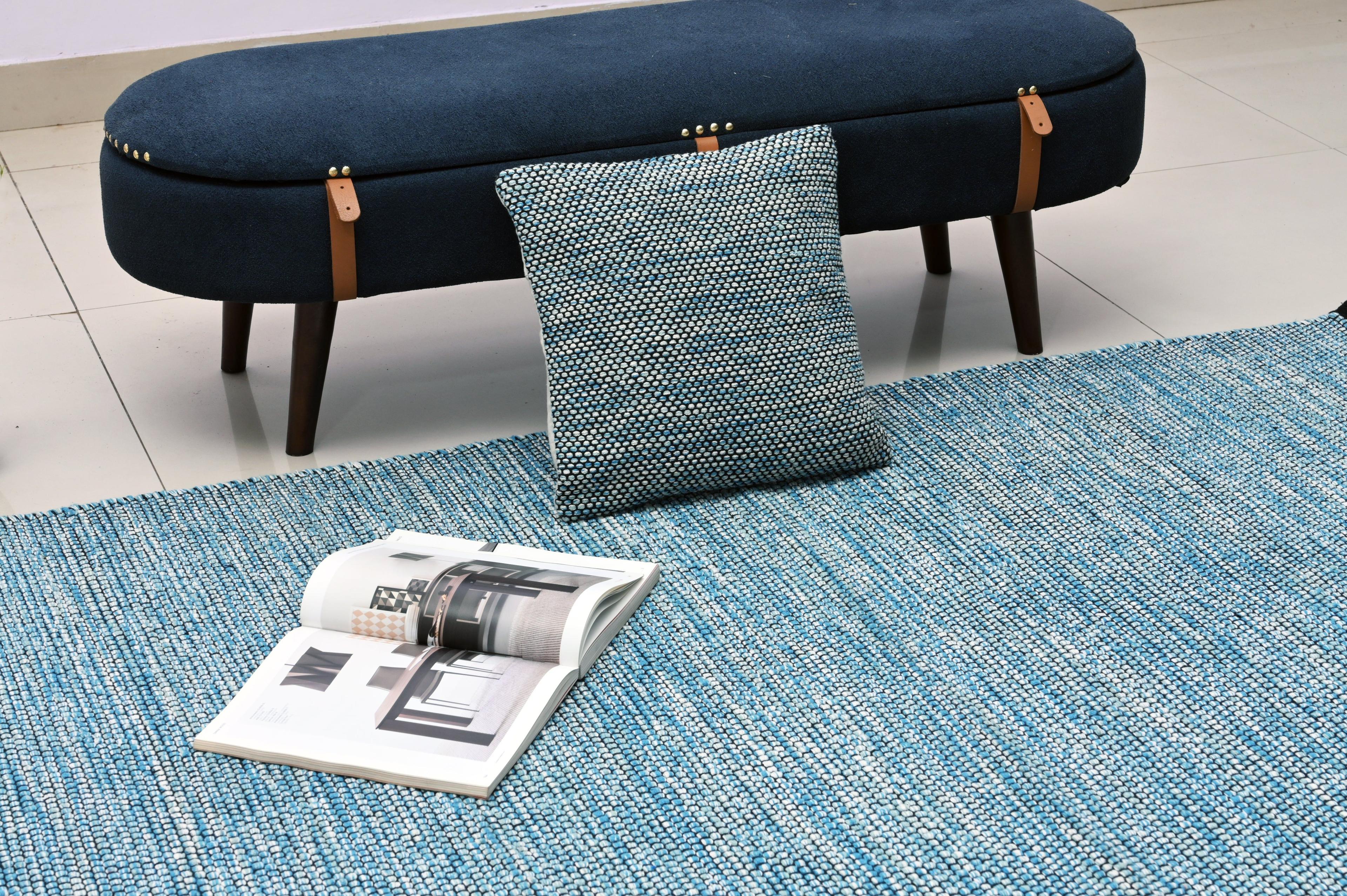 Alfombra Deco Mush  negro con antideslizante Azul Moderno Natural1,8x2,7 mts-2