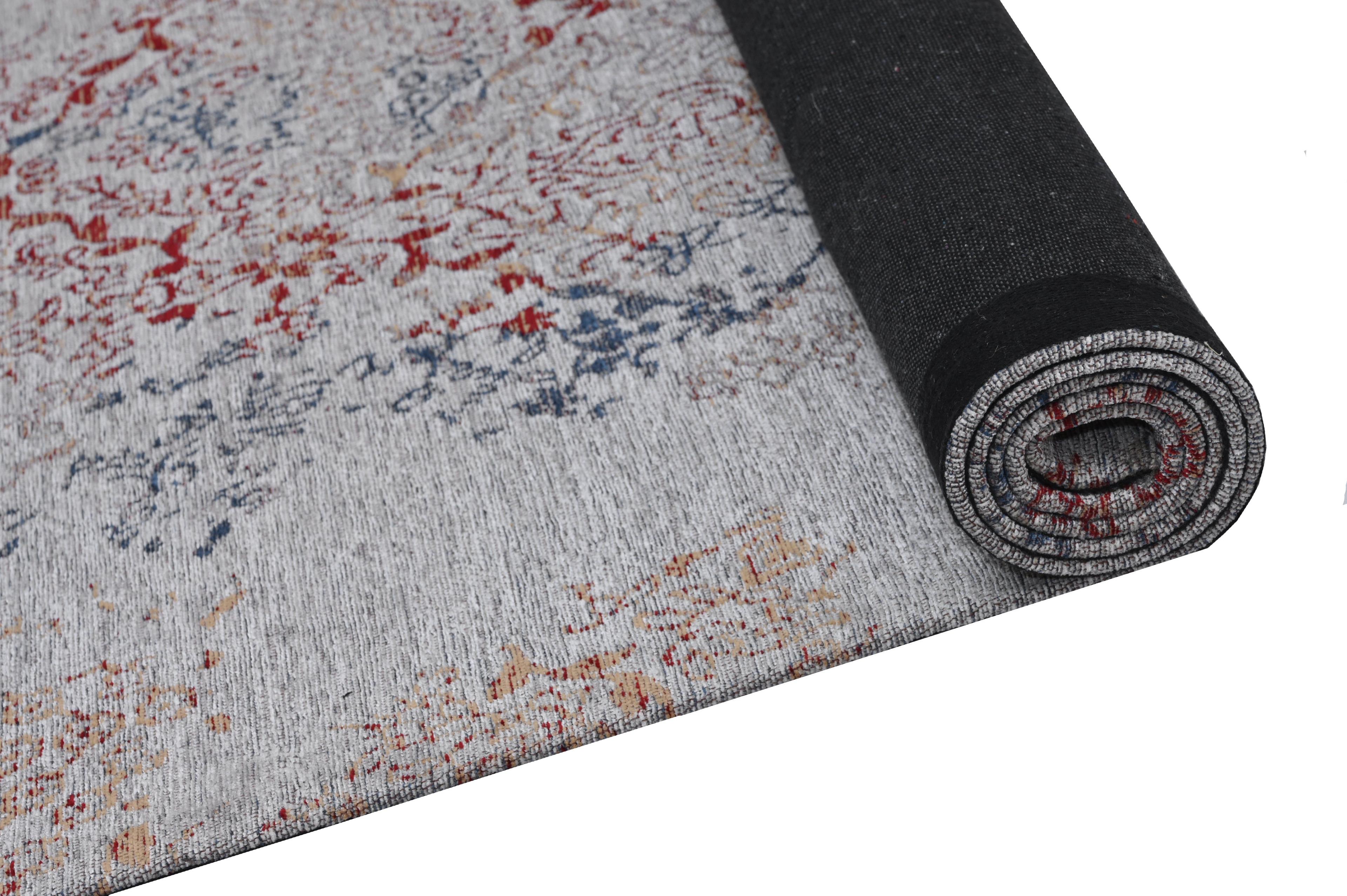 Alfombra Sintetica Deco  c/Antideslizante Flores Gris Vintage 1,2x1,8 mts-1