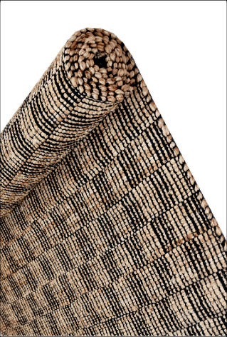 Alfombra Deco Yute durries trenzada con Lineas Negras Moderno Natural1,5x2,4 mts-2