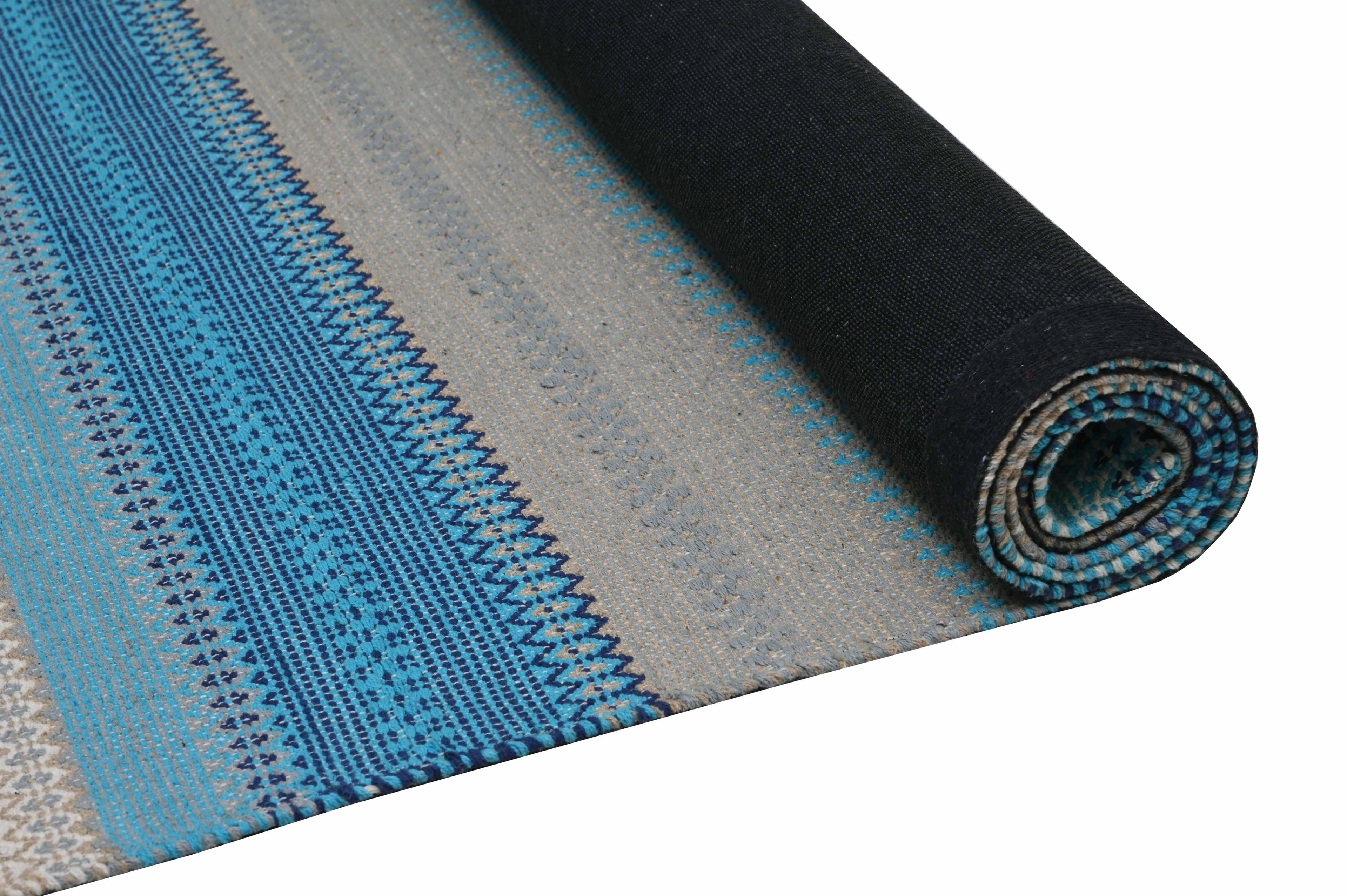 Alfombra Deco Kelim con antideslizante Turquesa Vintage 1,2x1,8 mts-2