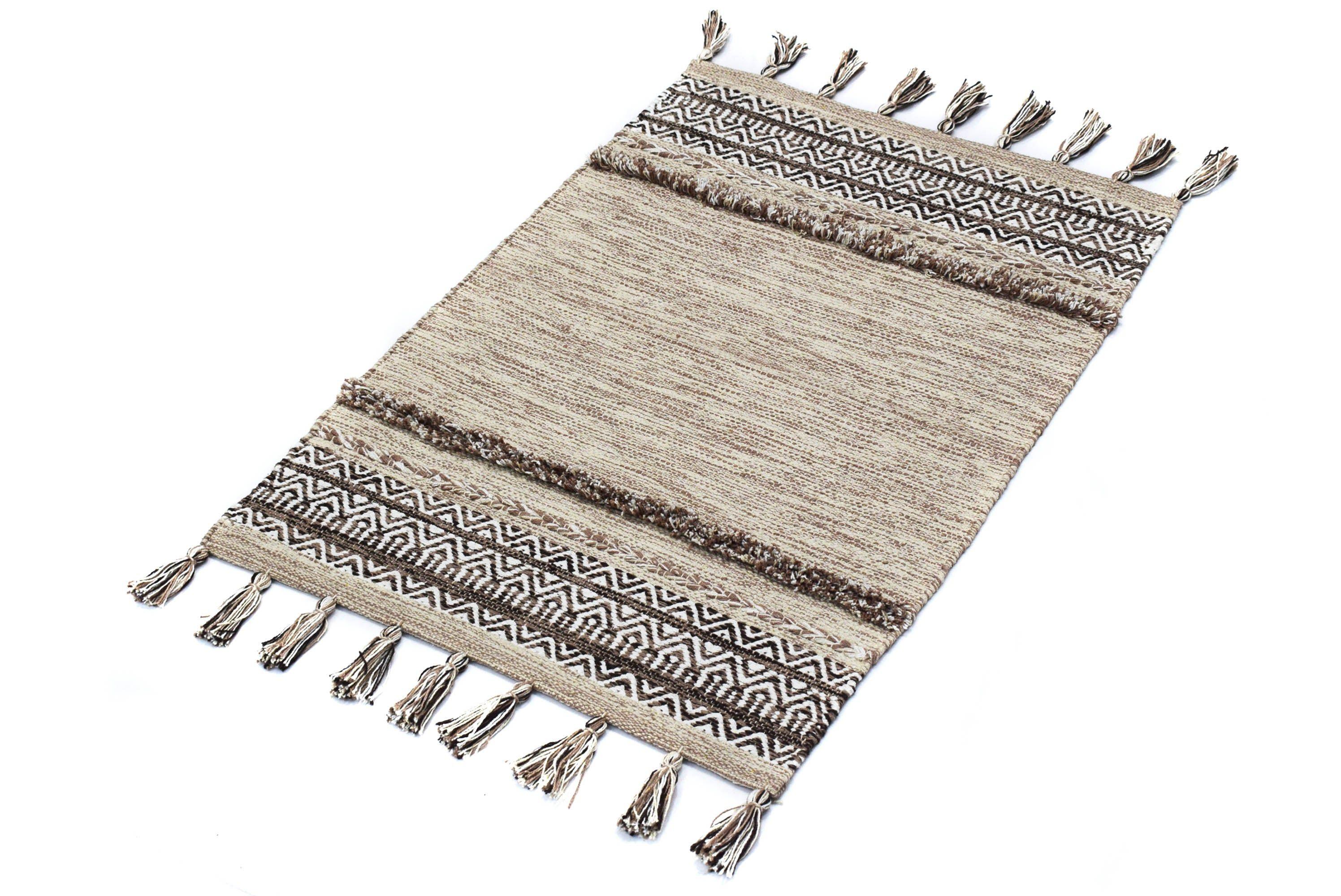 Alfombra Deco Kilim con Shaggy Beige Vintage 1,2x1,8 mts-1