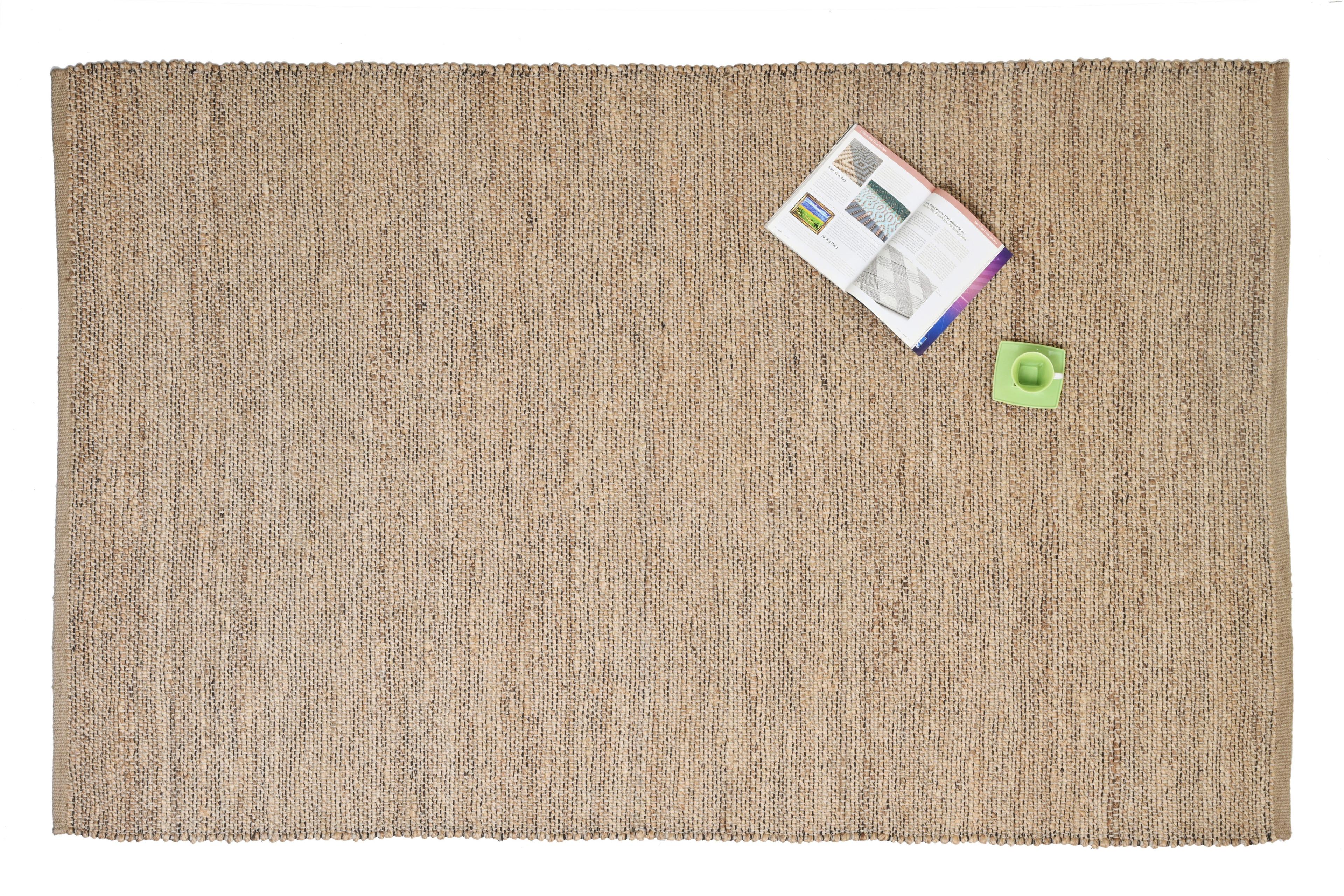 Alfombra Deco Yute Algodón Flecos Gris Moderno Natural1,8x2,7 mts-0