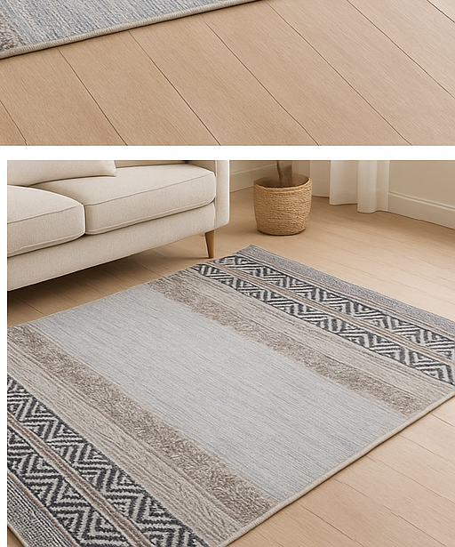 Alfombra Deco Kilim con Shaggy Gris Vintage 1,2x1,8 mts-1