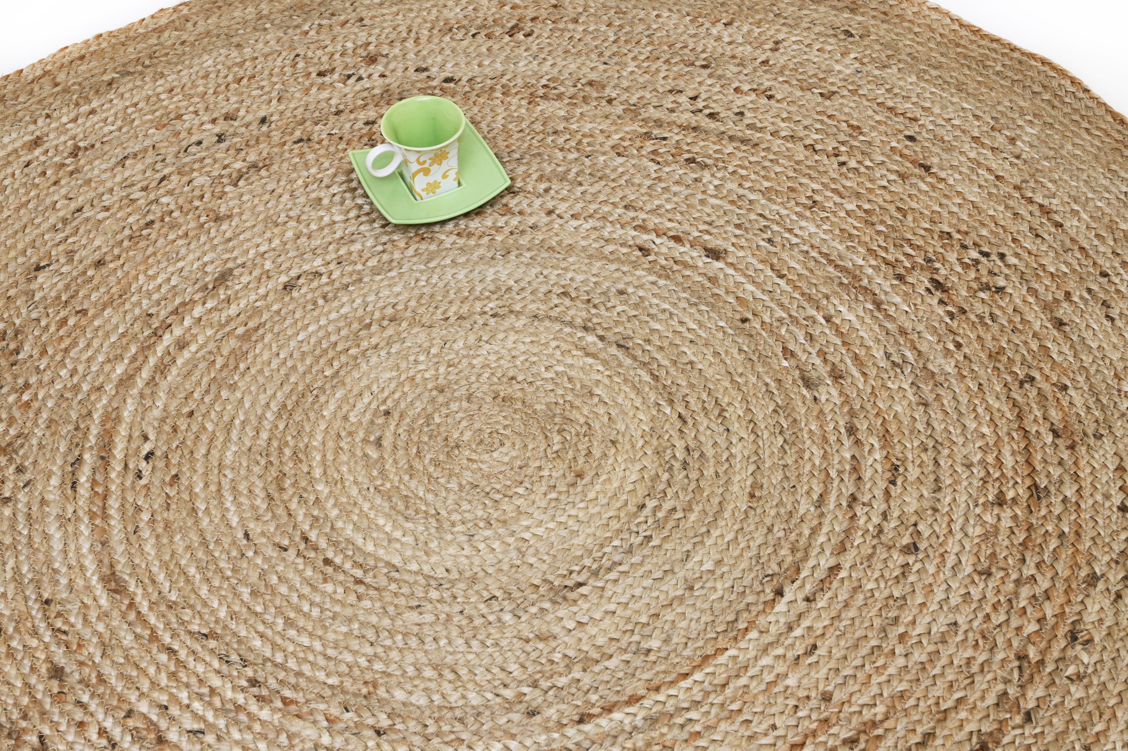 Alfombra Deco Yute Redonda Natural Moderno Natural0,9x0,9 mts-2
