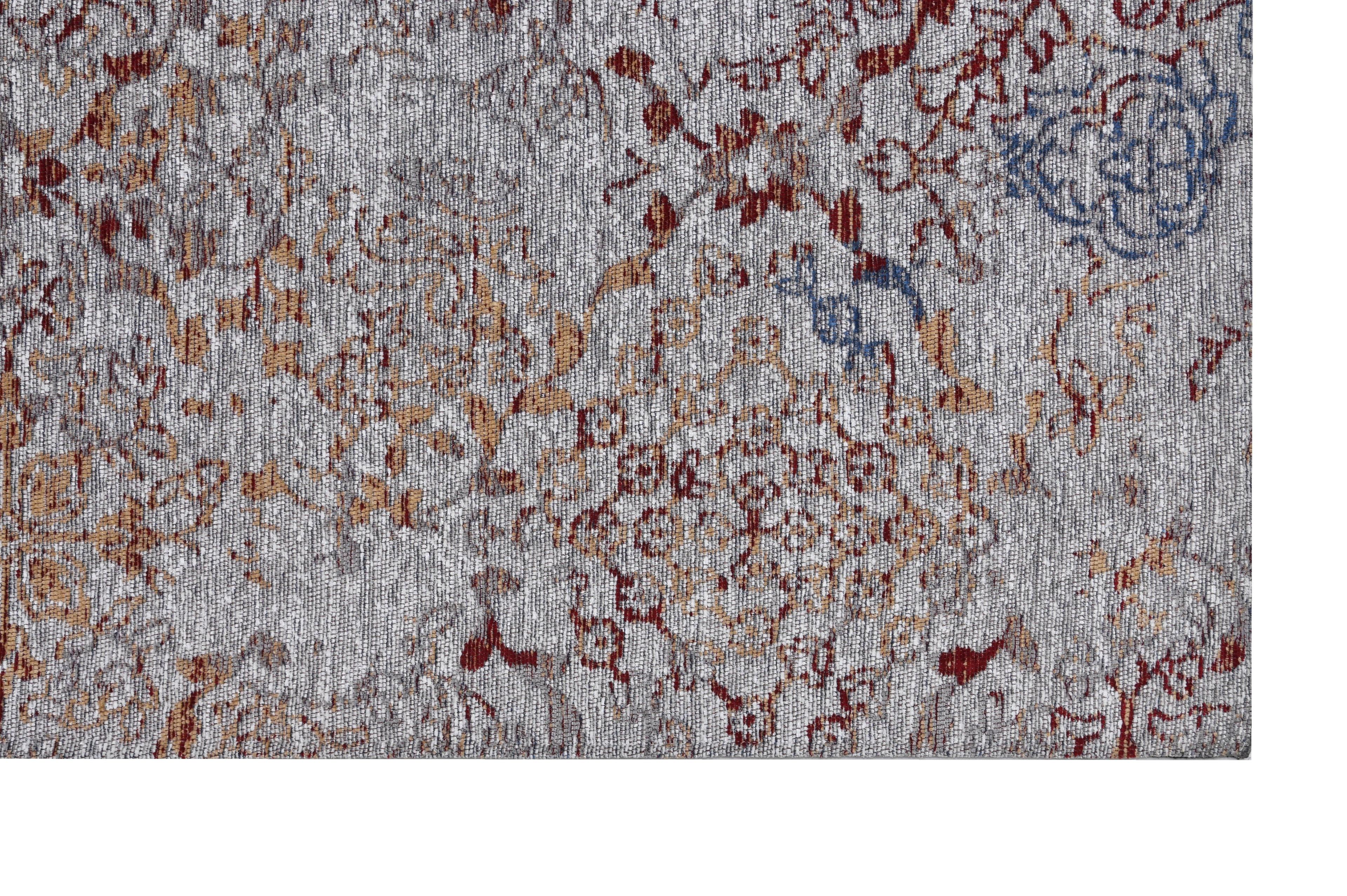 Alfombra Sintetica Deco  c/Antideslizante Flores Gris Vintage 2,7x3,6 mts-2