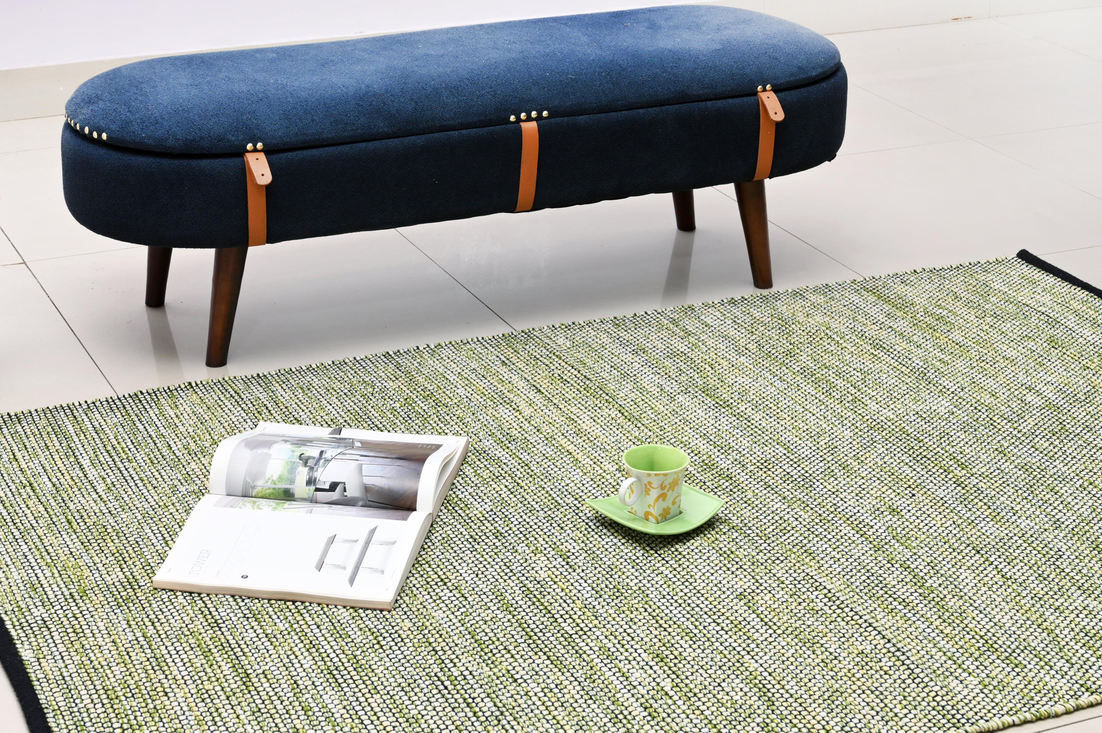 Alfombra Deco Mush  negro con antideslizante Verde Moderno Natural1,8x2,7 mts-1
