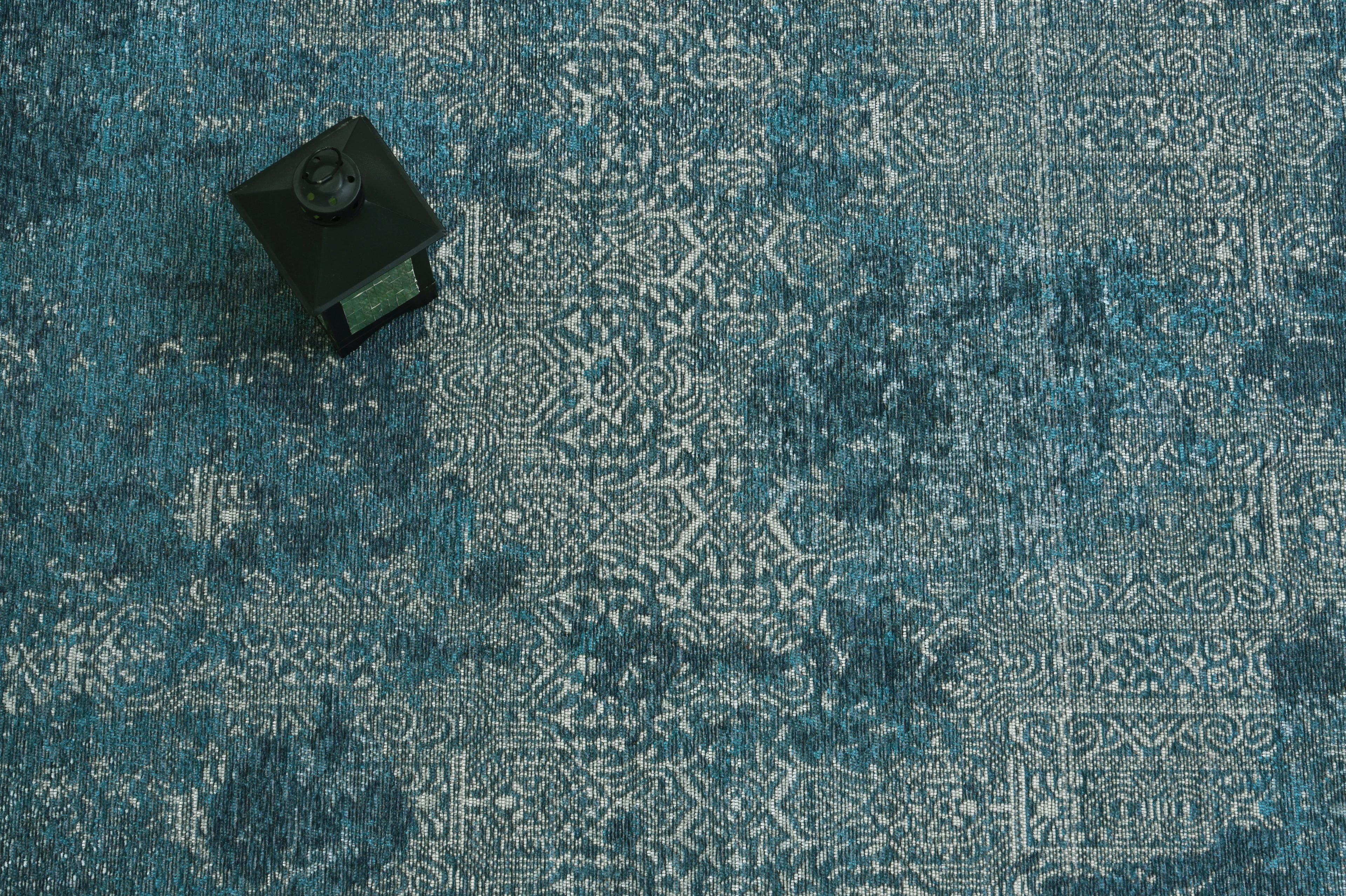 Alfombra Sintetica Deco  c/Antideslizante Azul Vintage 1,2x1,8 mts-2