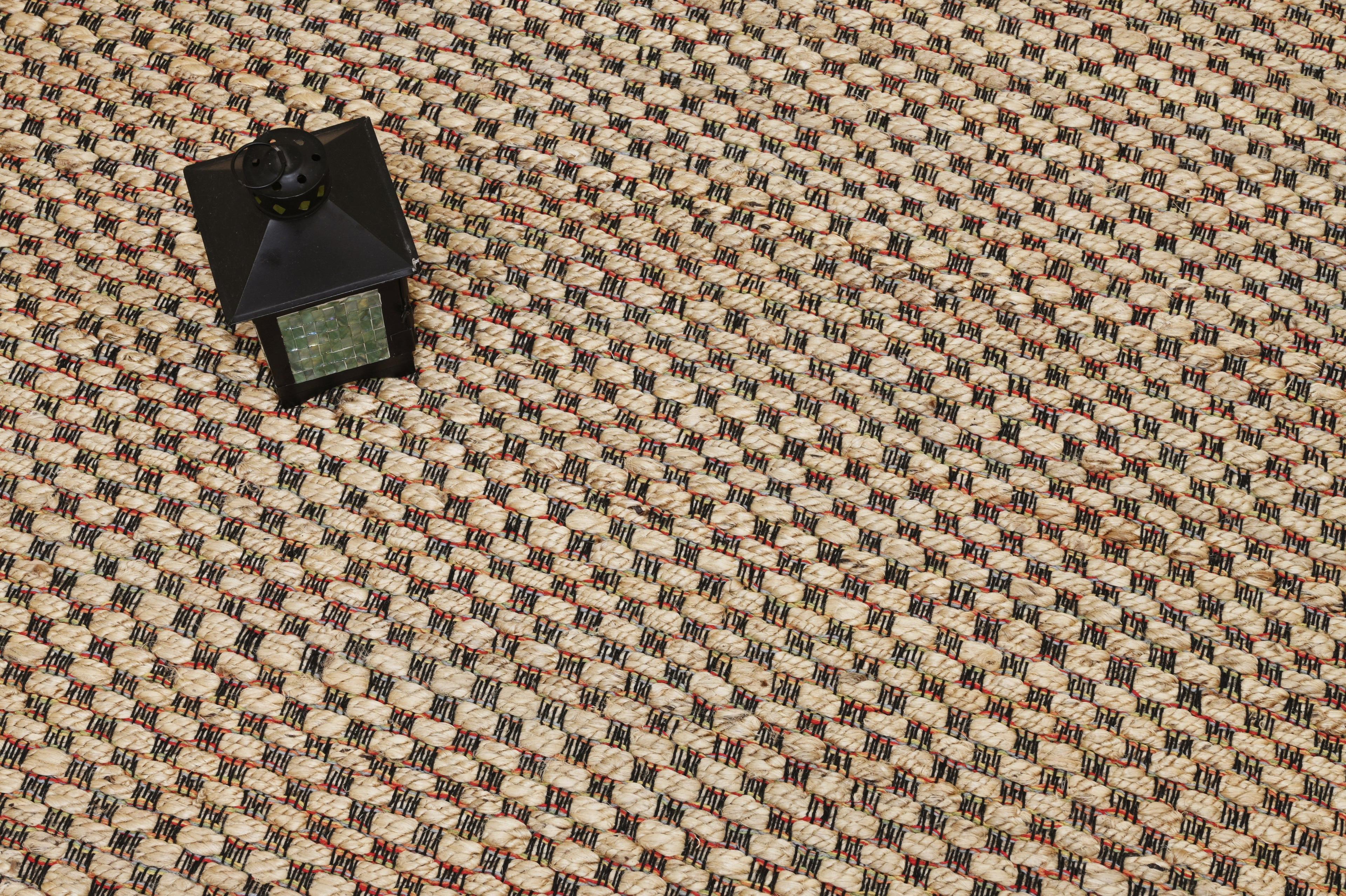 Alfombra Deco Yute Ajedrez Algodón c/ Multi Moderno Natural1,5x2,4 mts-1