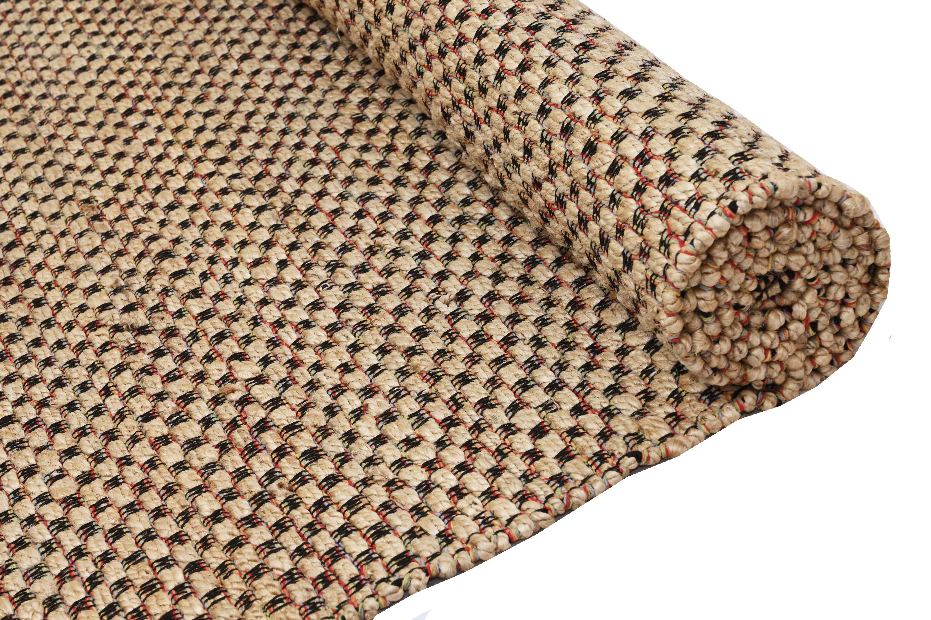 Alfombra Deco Yute Ajedrez Algodón c/ Multi Moderno Natural1,5x2,4 mts-2