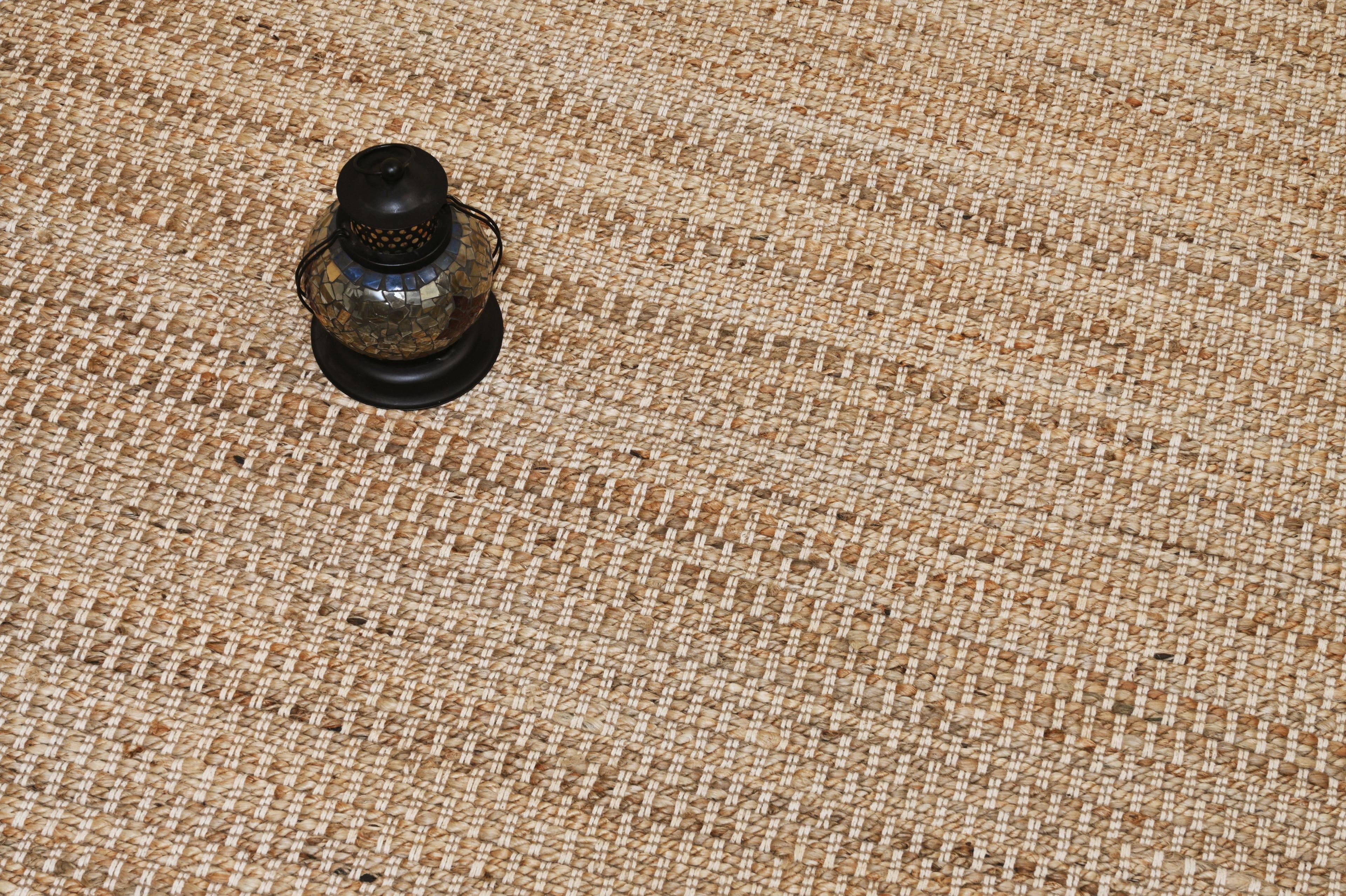 Alfombra Deco Yute Durrie Natural triple trenzado con blanco Moderno Natural1,2x1,8 mts-2