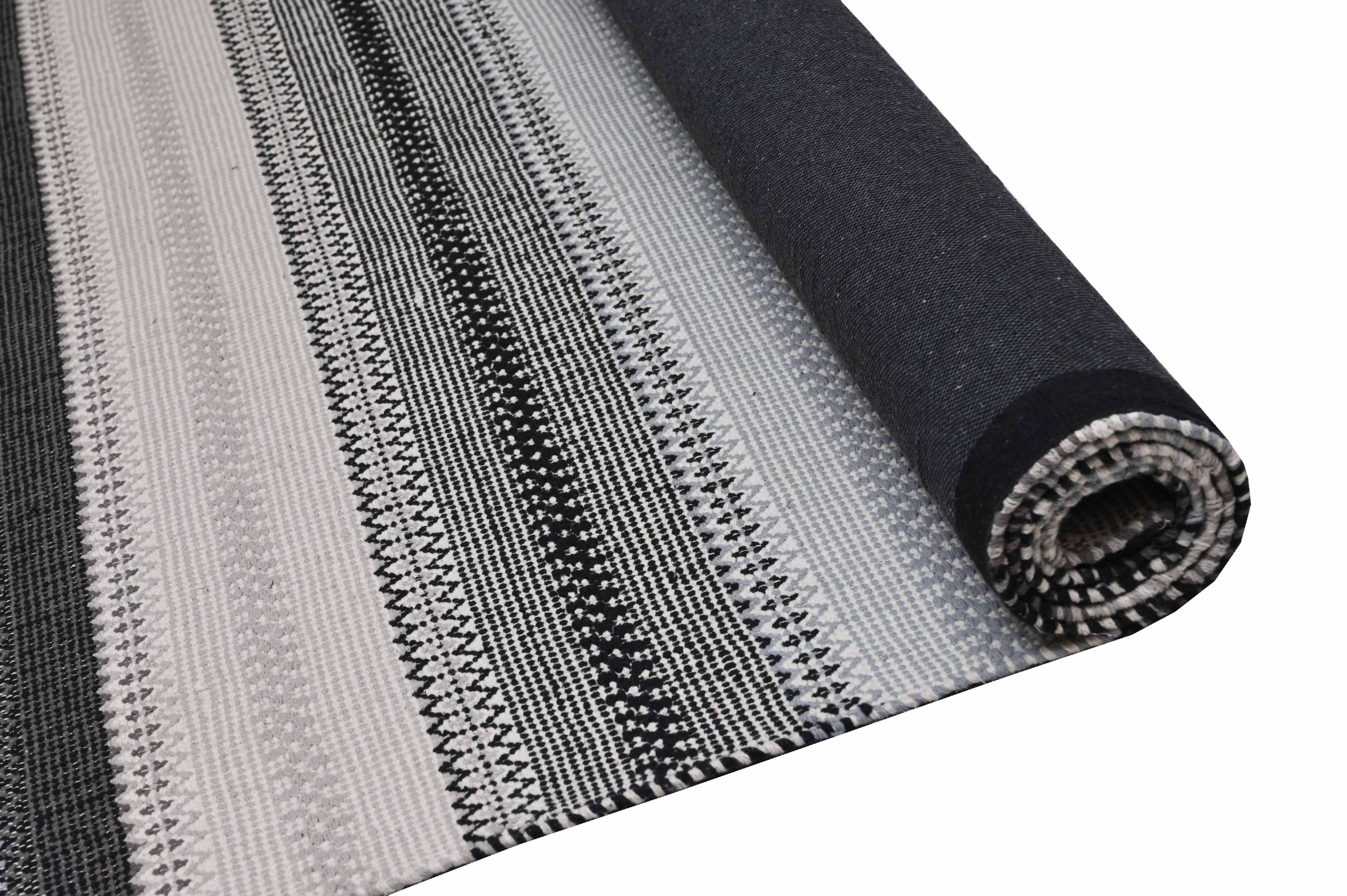 Alfombra Deco Kelim con antideslizante Gris/Negro Vintage 2,7x3,6 mts-2