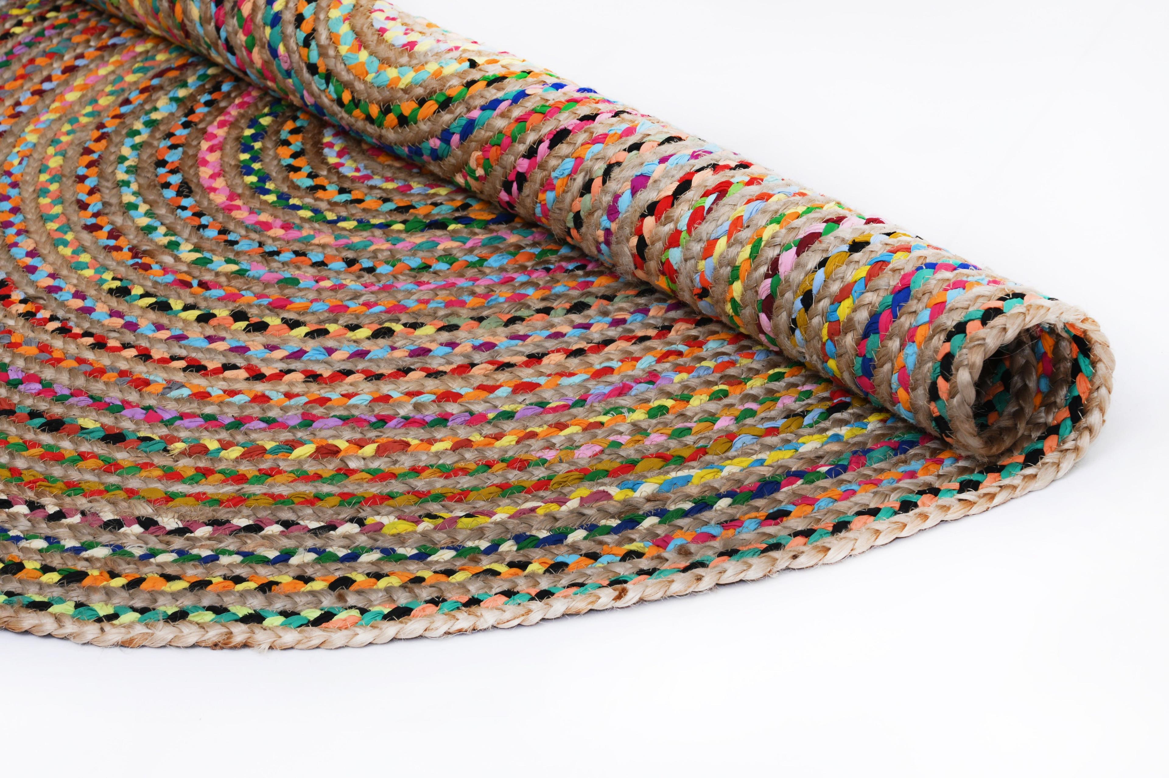 Alfombra Deco Yute  Redonda Multi Moderno Natural1,2x1,2 mts-2