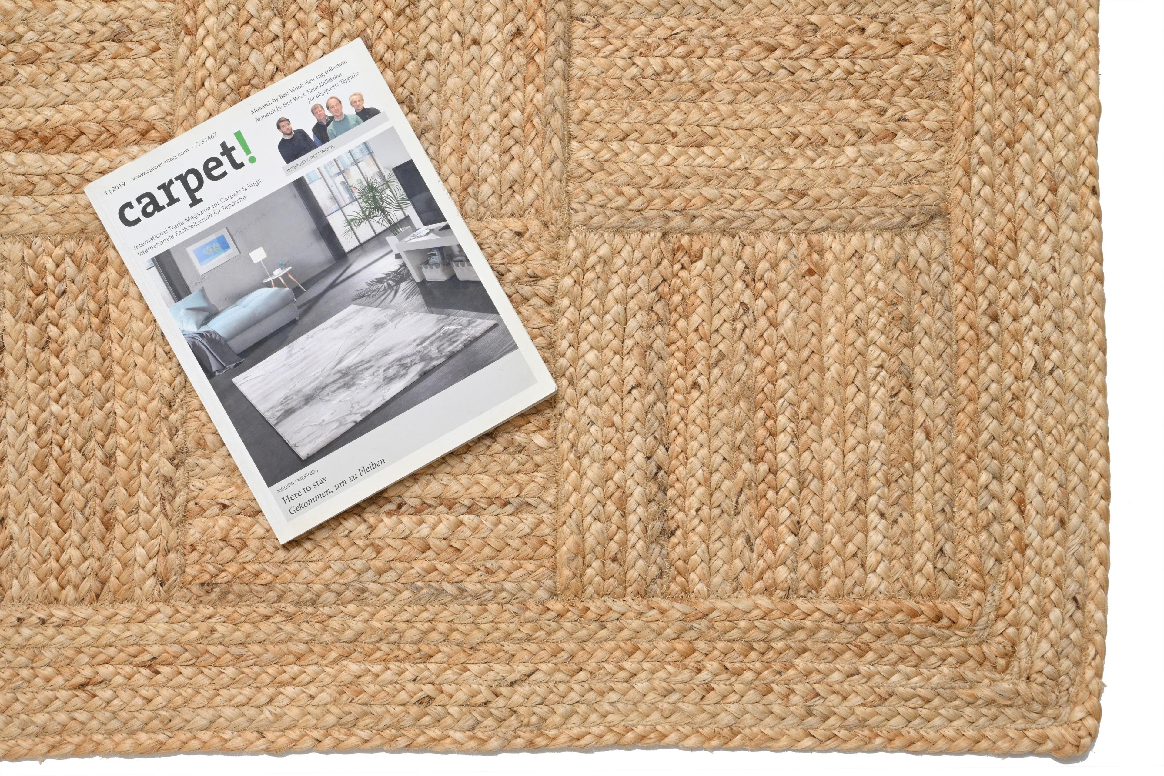 Alfombra Deco Yute Cuadros/lineas Moderno Natural1,2x1,8 mts-1