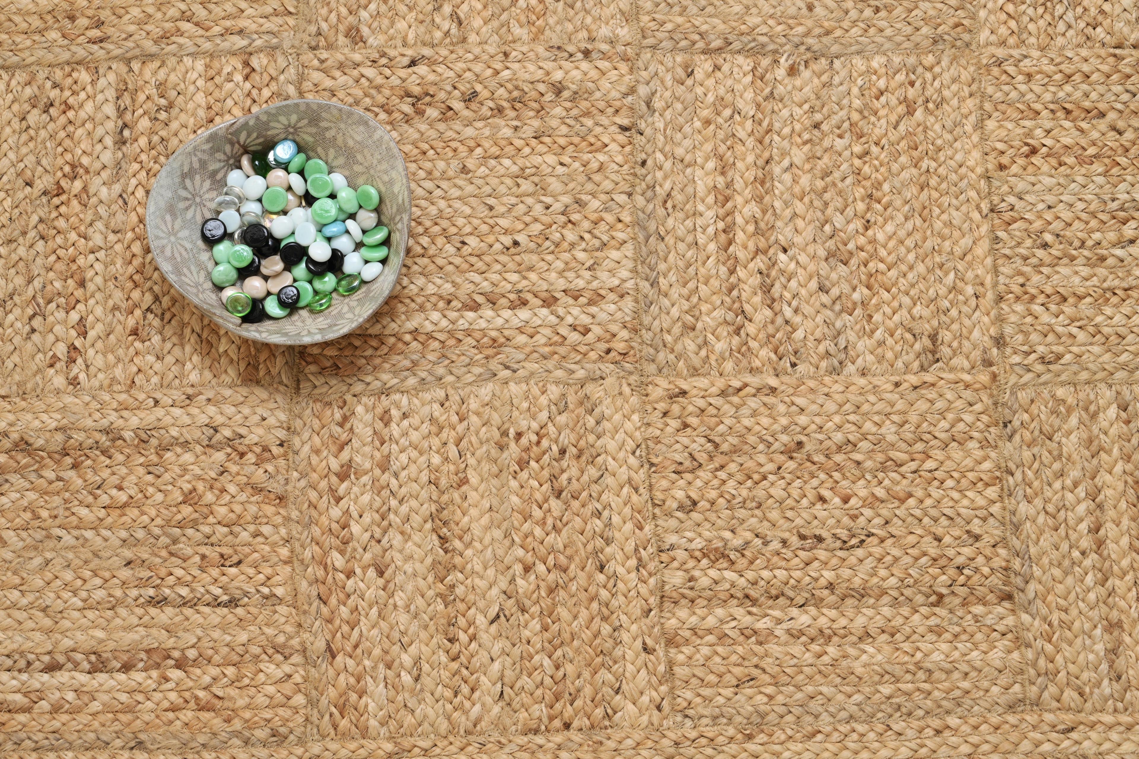 Alfombra Deco Yute Cuadros/lineas Moderno Natural1,2x1,8 mts-2