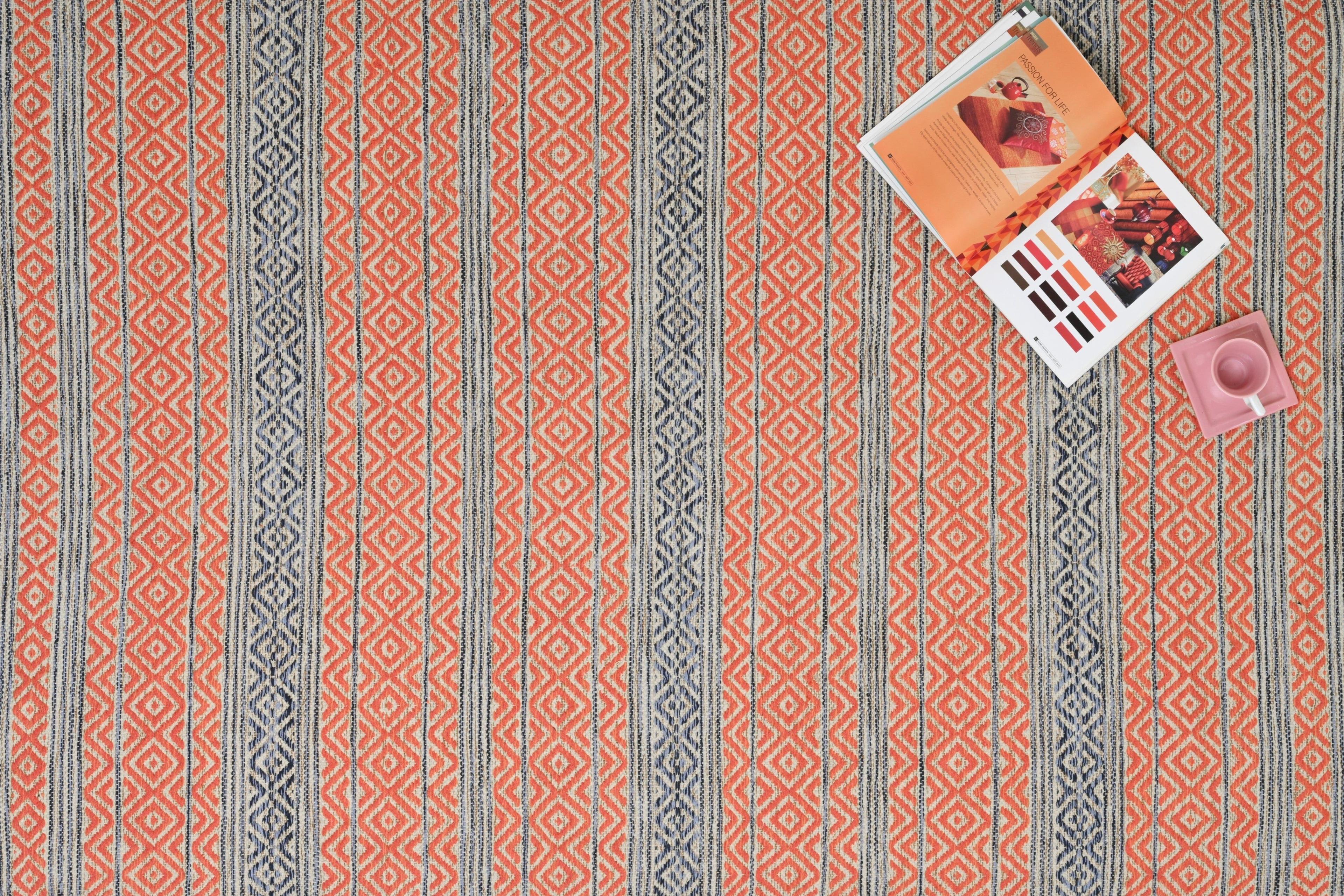 Alfombra Deco Kilim Naranja Vintage 1,2x1,8 mts-0