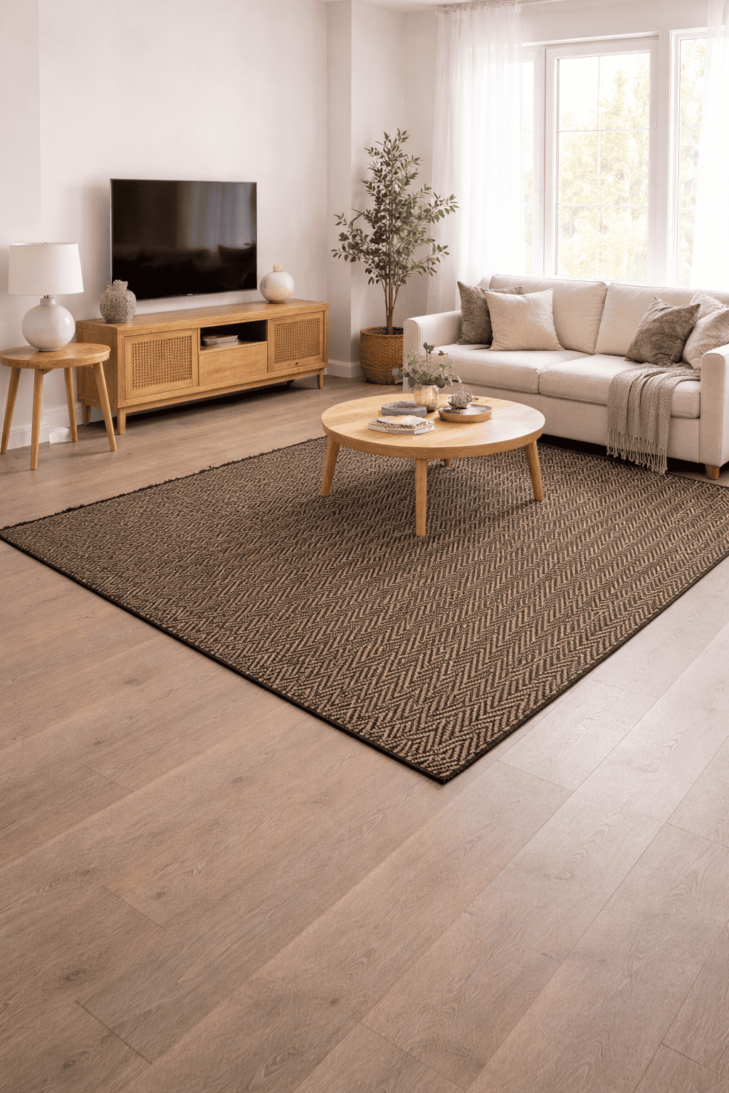 Alfombra Deco Yute Seagrass Diamond Black Espigas Moderno Natural1,8x2,7 mts-3