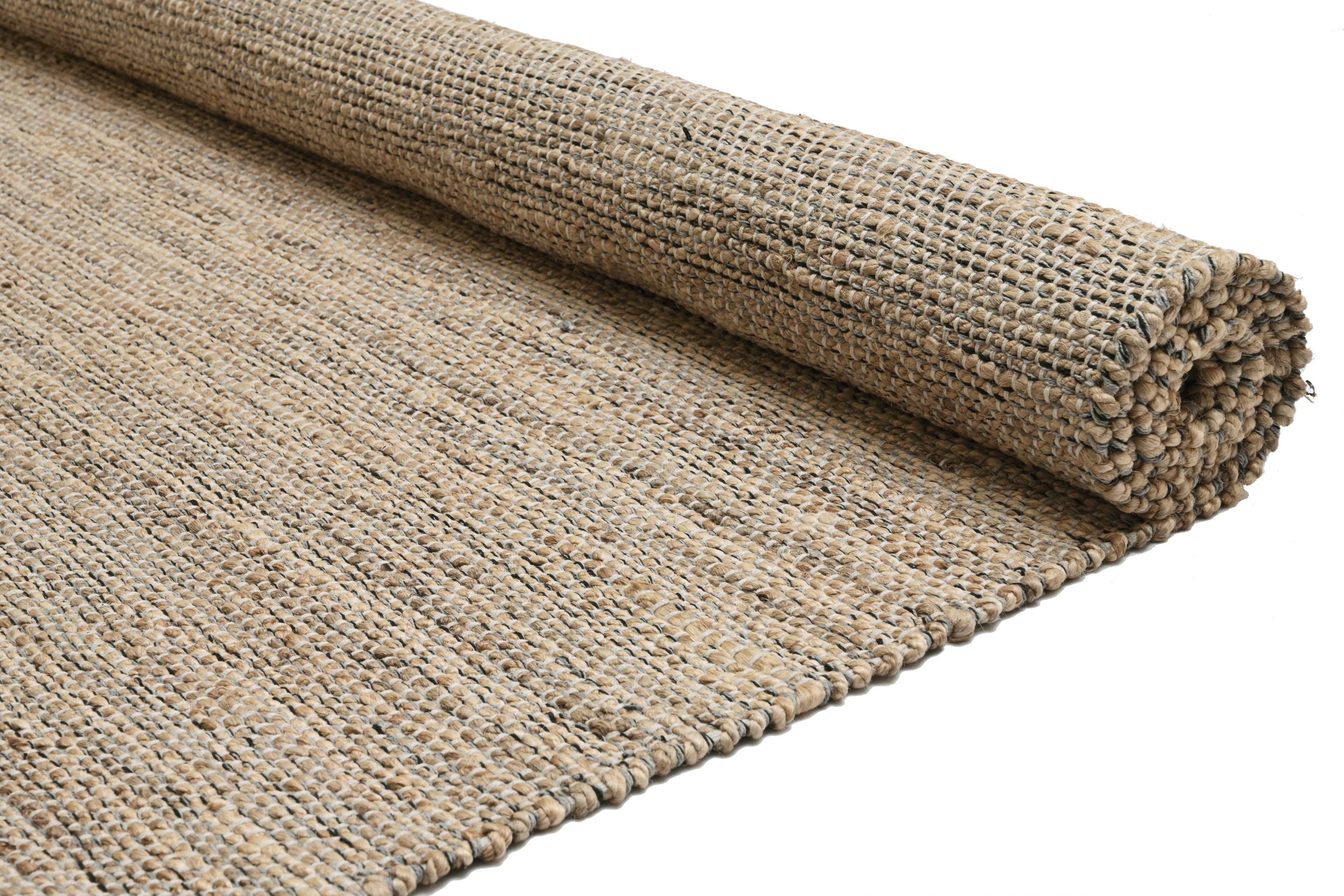 Alfombra Deco Yute Algodón Flecos Marrón Moderno Natural1,5x2,4 mts-2