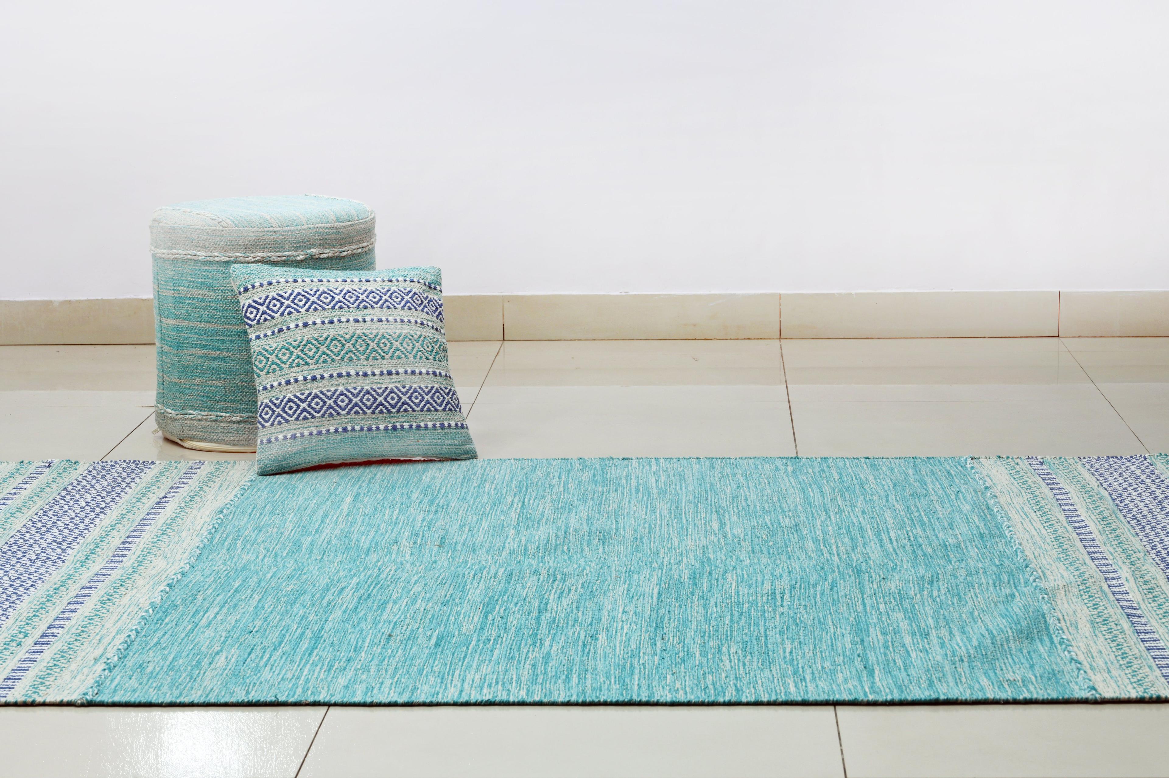 Alfombra Deco Kilim Turquesa Vintage 1,5x2,1 mts-2