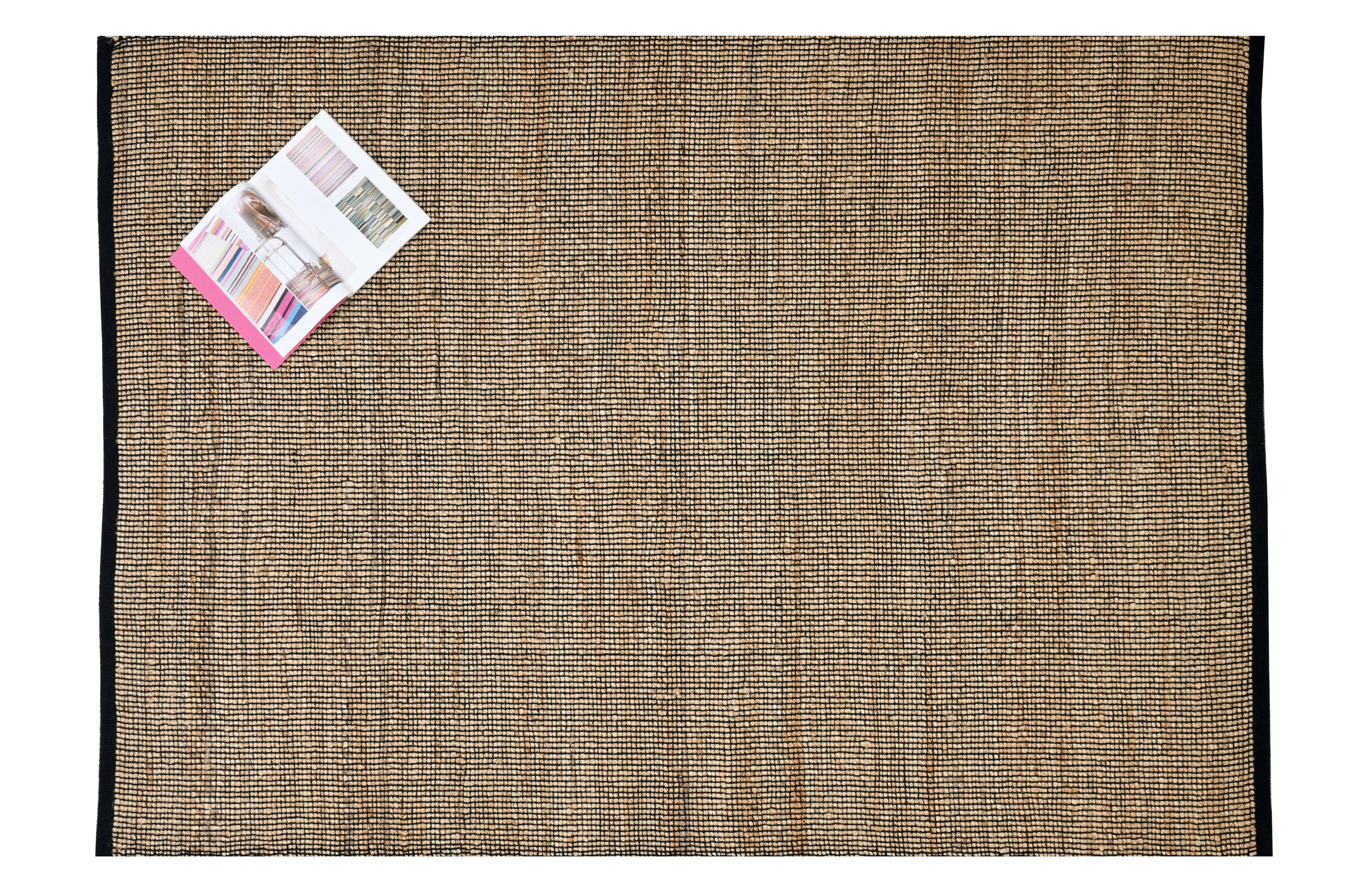 Alfombra Deco Yute Algodón PXP Negro Moderno Natural2,7x3,6 mts-0